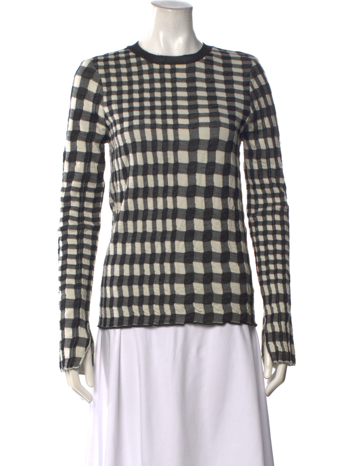 Celine Wool Plaid Print Sweater