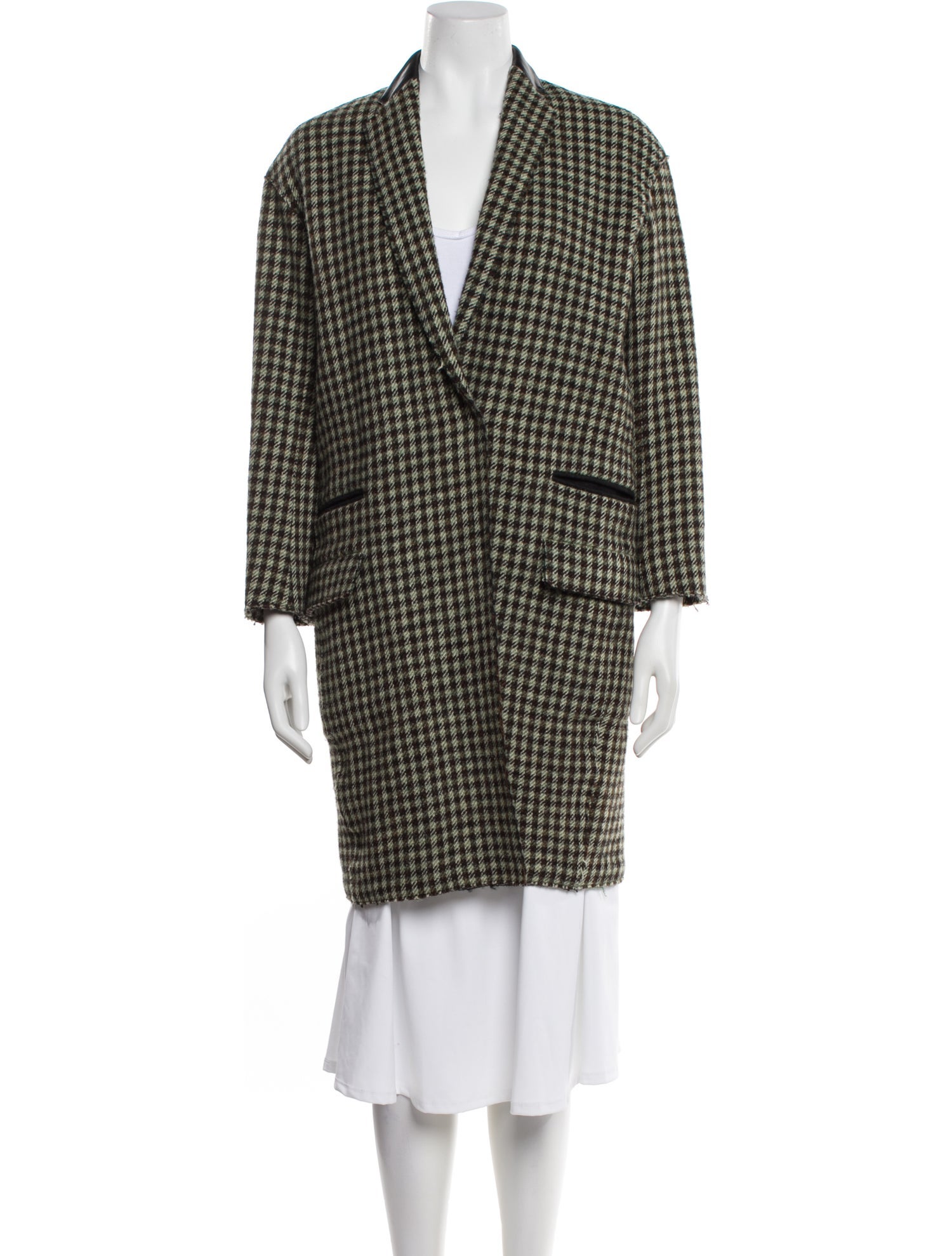 Celine Wool Plaid Print Coat