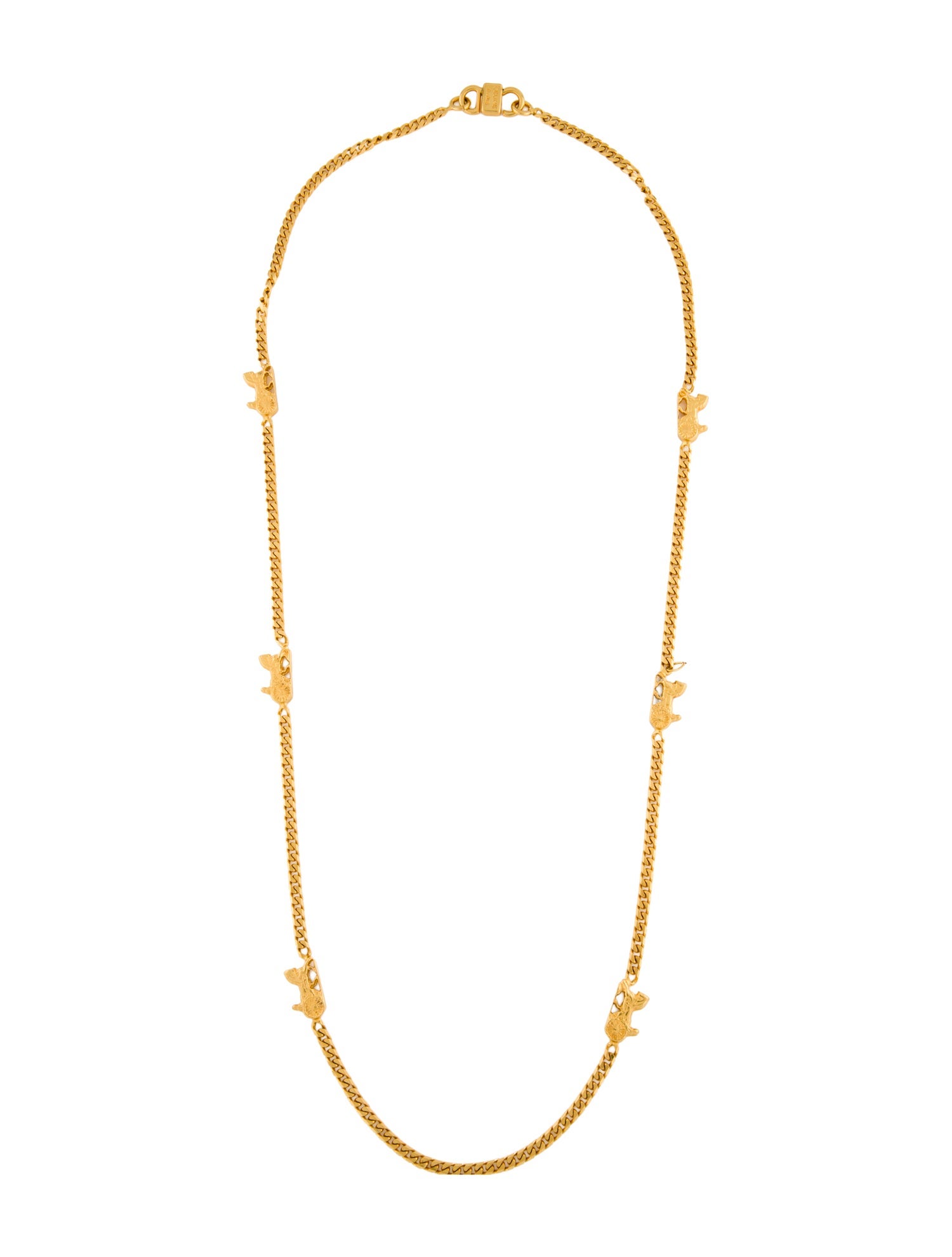 Celine Vintage Horse Carriage Logo Chain Link Necklace