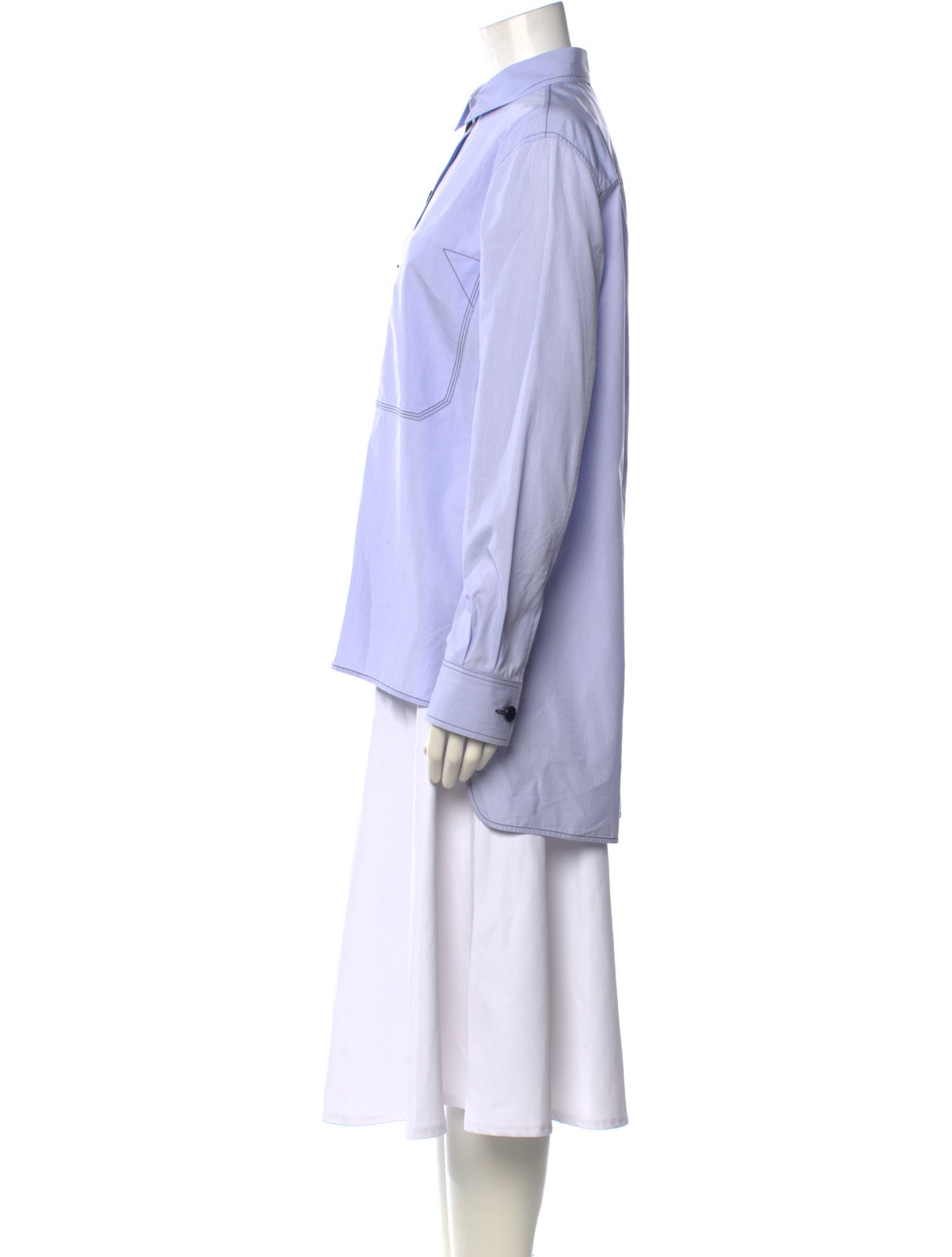 Celine Striped Long Sleeve Button-Up Top