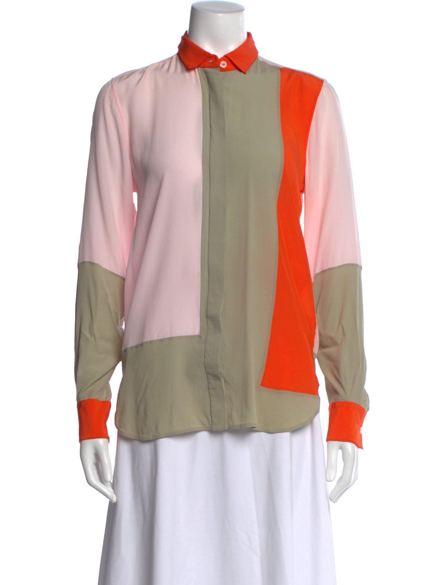 Celine Silk Colorblock Pattern Blouse