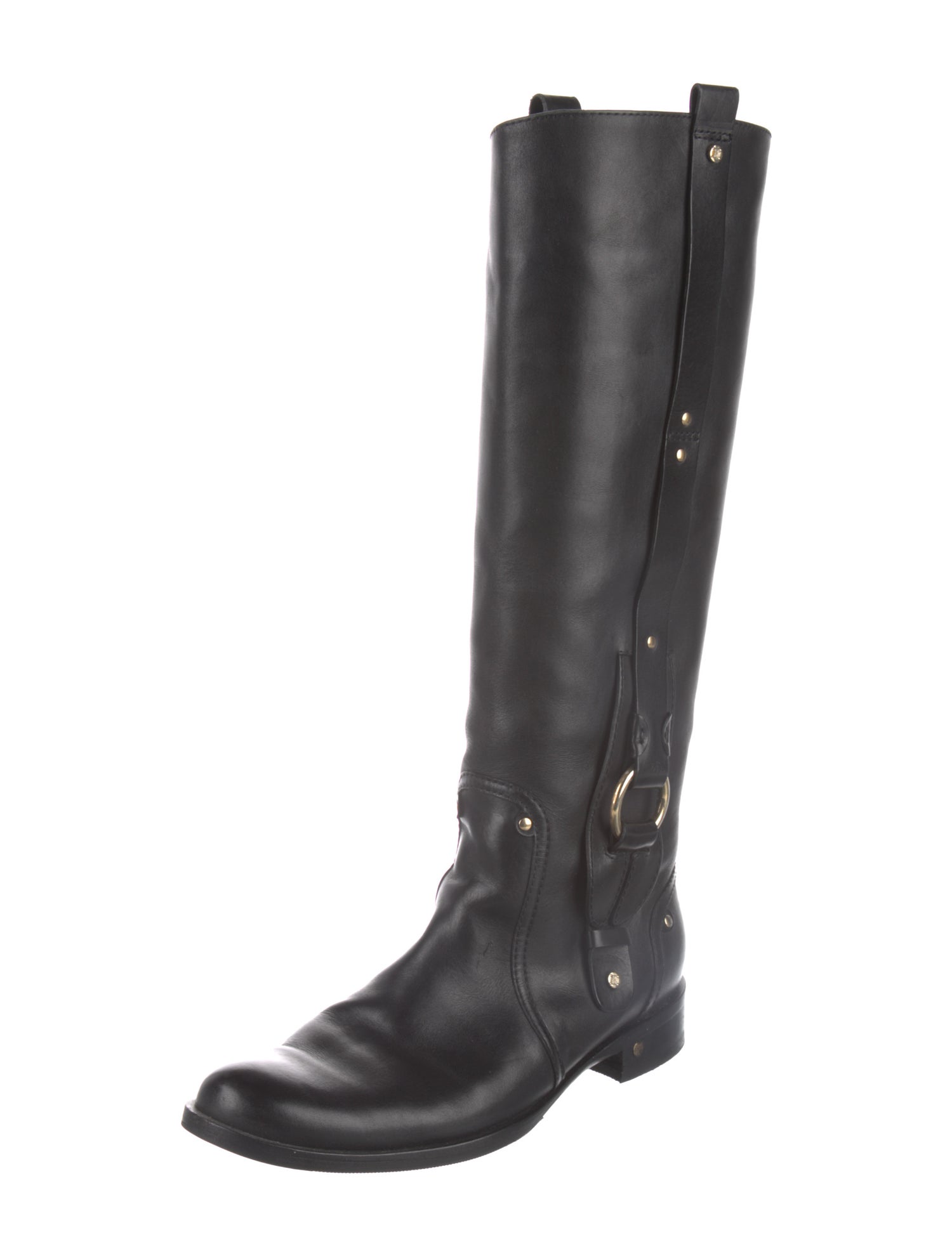 Celine Leather Studded Accents Riding Boots