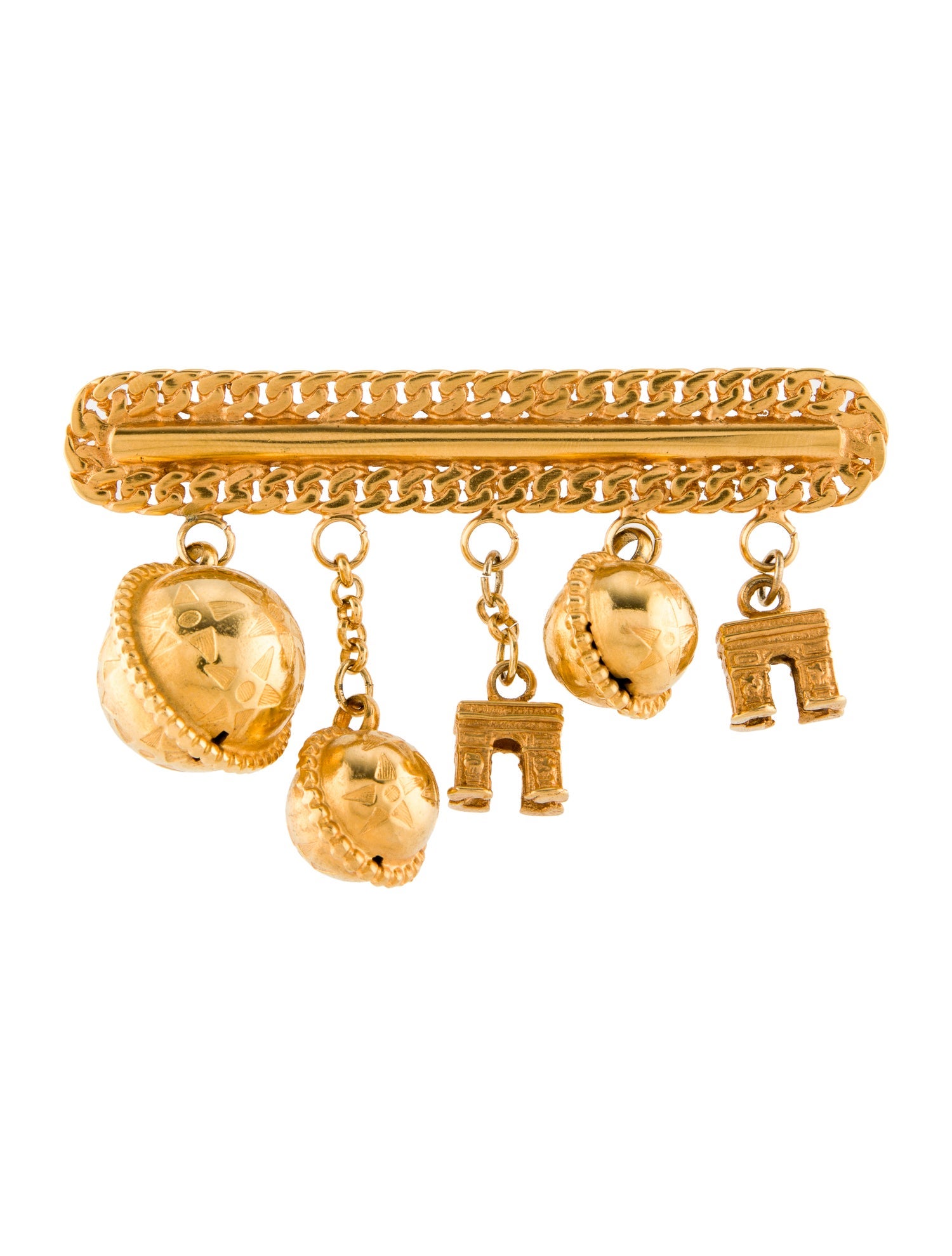 Celine Vintage Arc De Triomphe And Globe Brooch