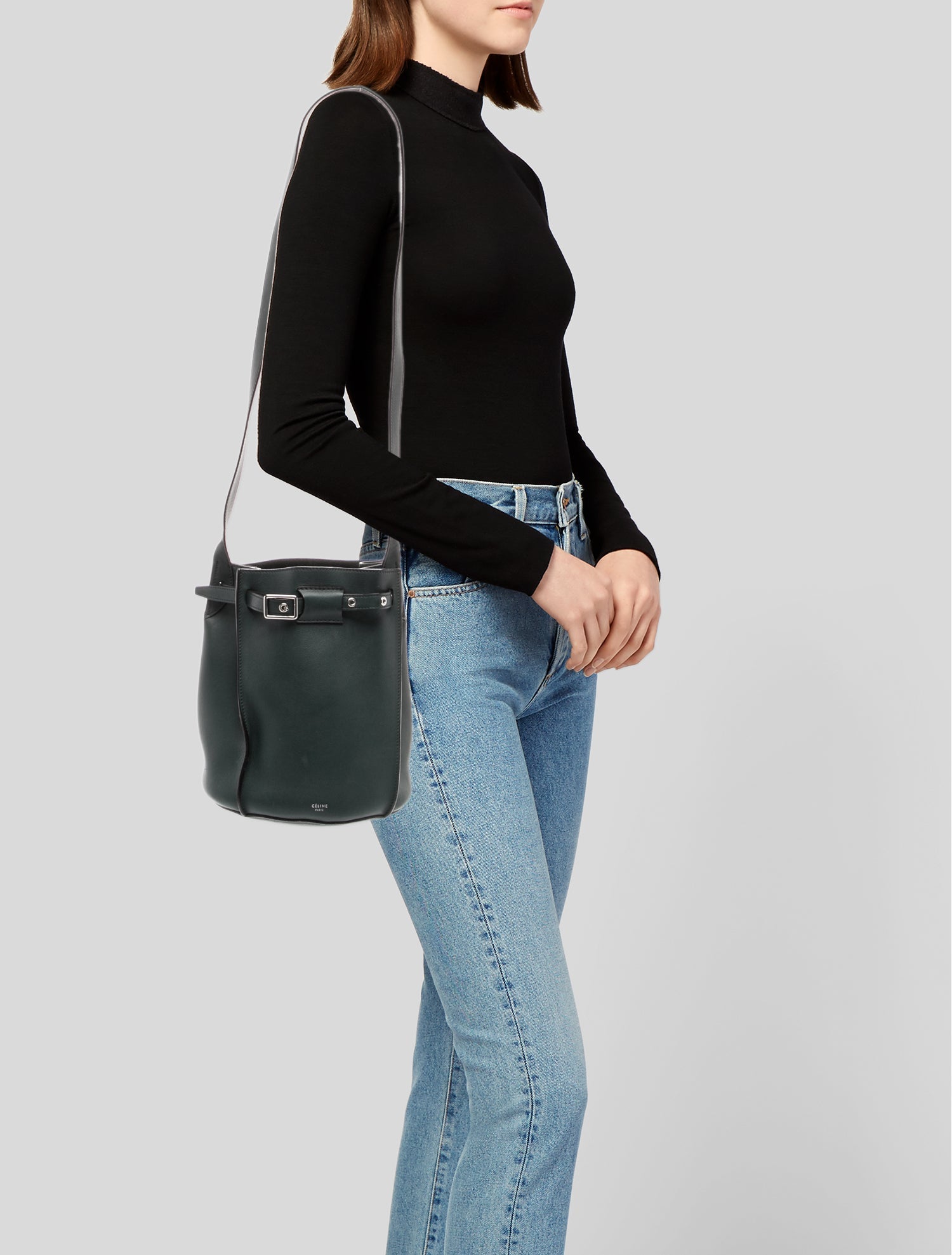 Celine Leather Big Bucket w/Strap