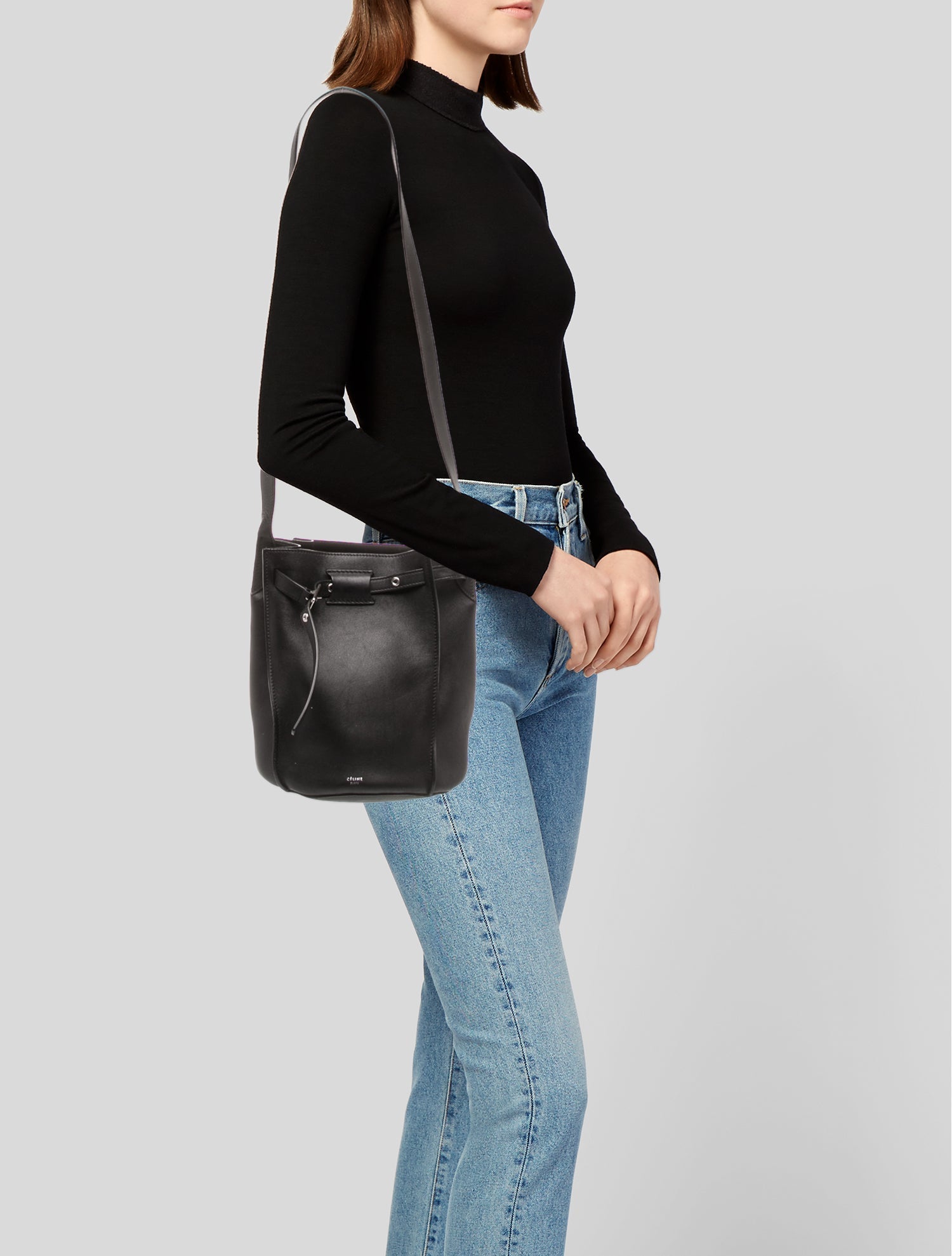 Celine Leather Big Bucket w/Strap