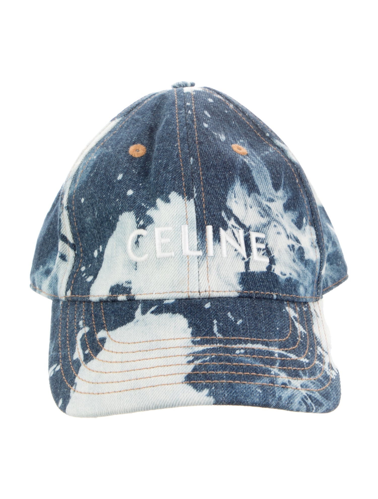 Celine Logo Tie-Dye Denim Baseball Hat