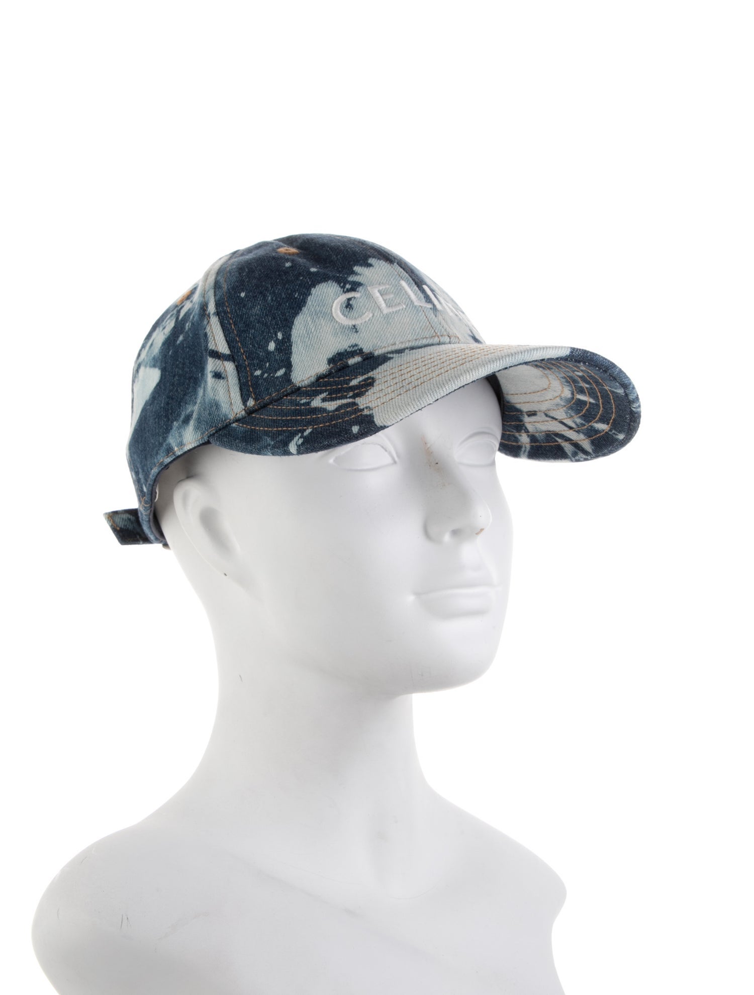 Celine Logo Tie-Dye Denim Baseball Hat