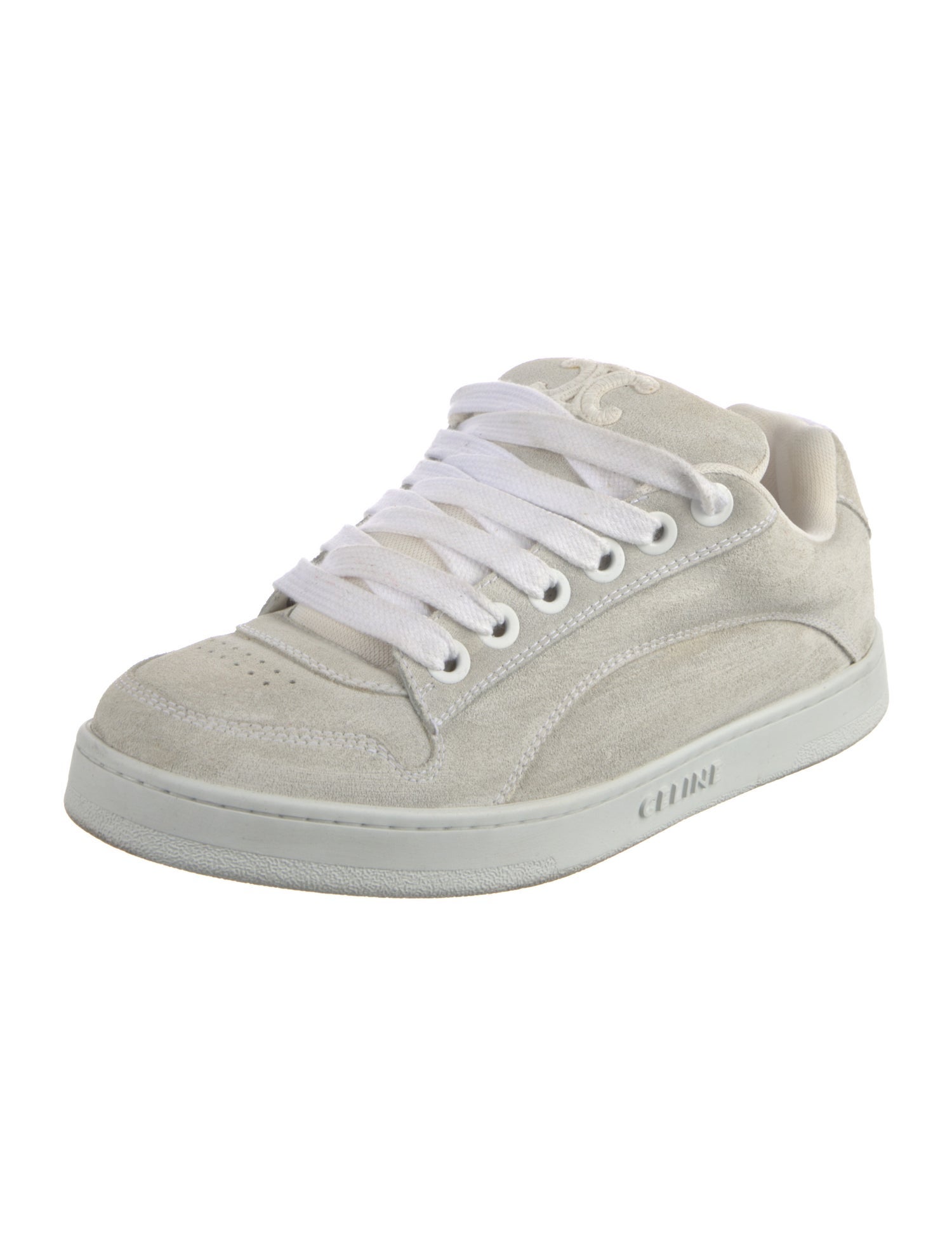 Celine Suede Embroidered Accent Sneakers