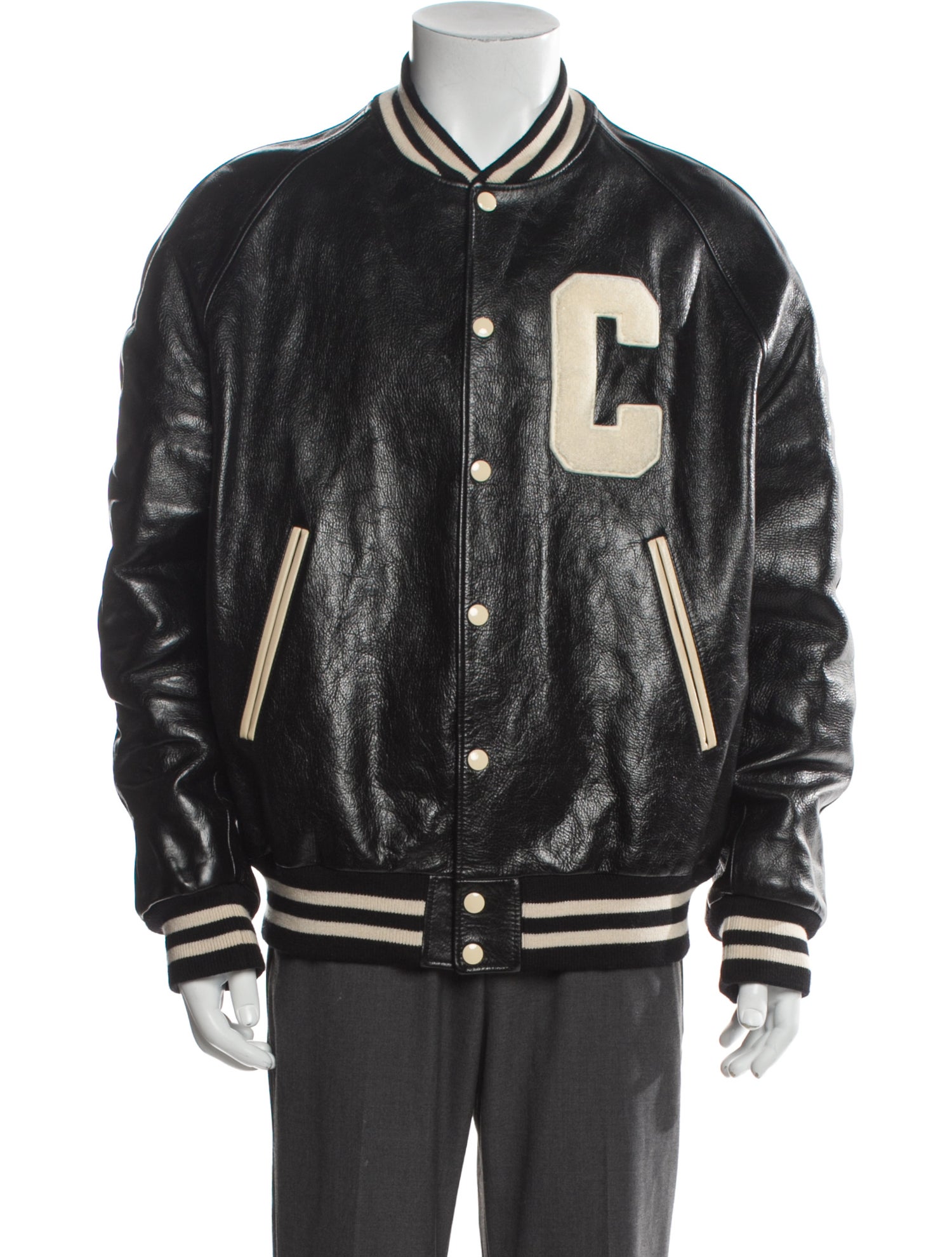 Celine Calfskin Striped Varsity Jacket
