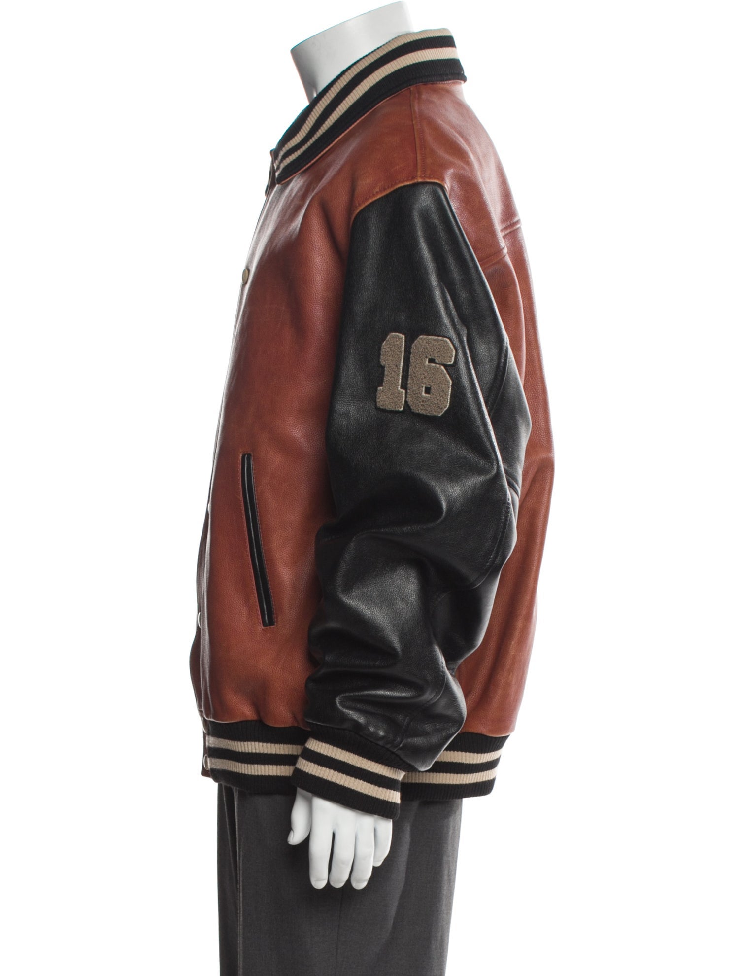 Celine Calfskin Colorblock Pattern Varsity Jacket