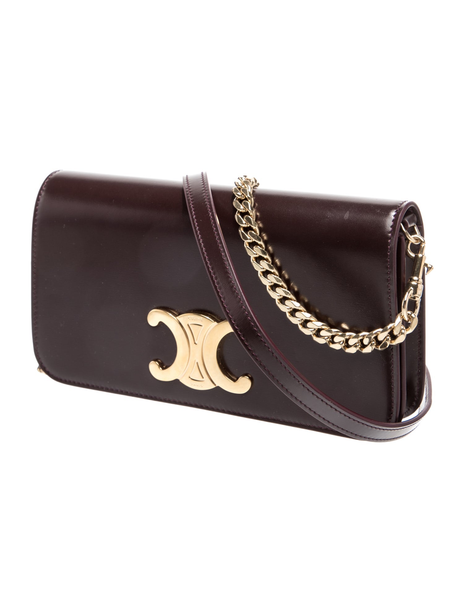 Celine Triomphe Multipochette 2025 - Burgundy Shoulder Bags