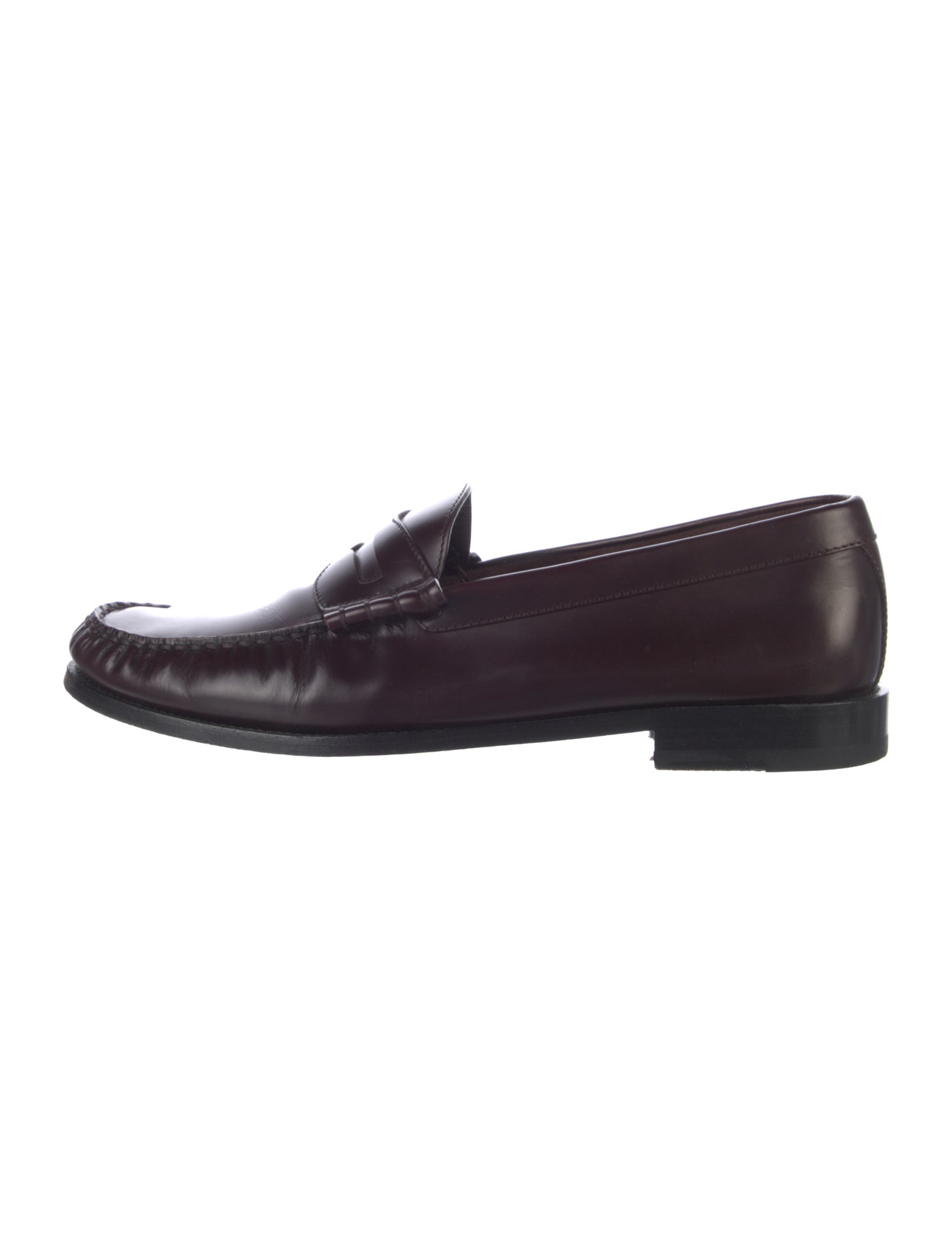 Celine Leather Whipstitch Trim Dress Loafers