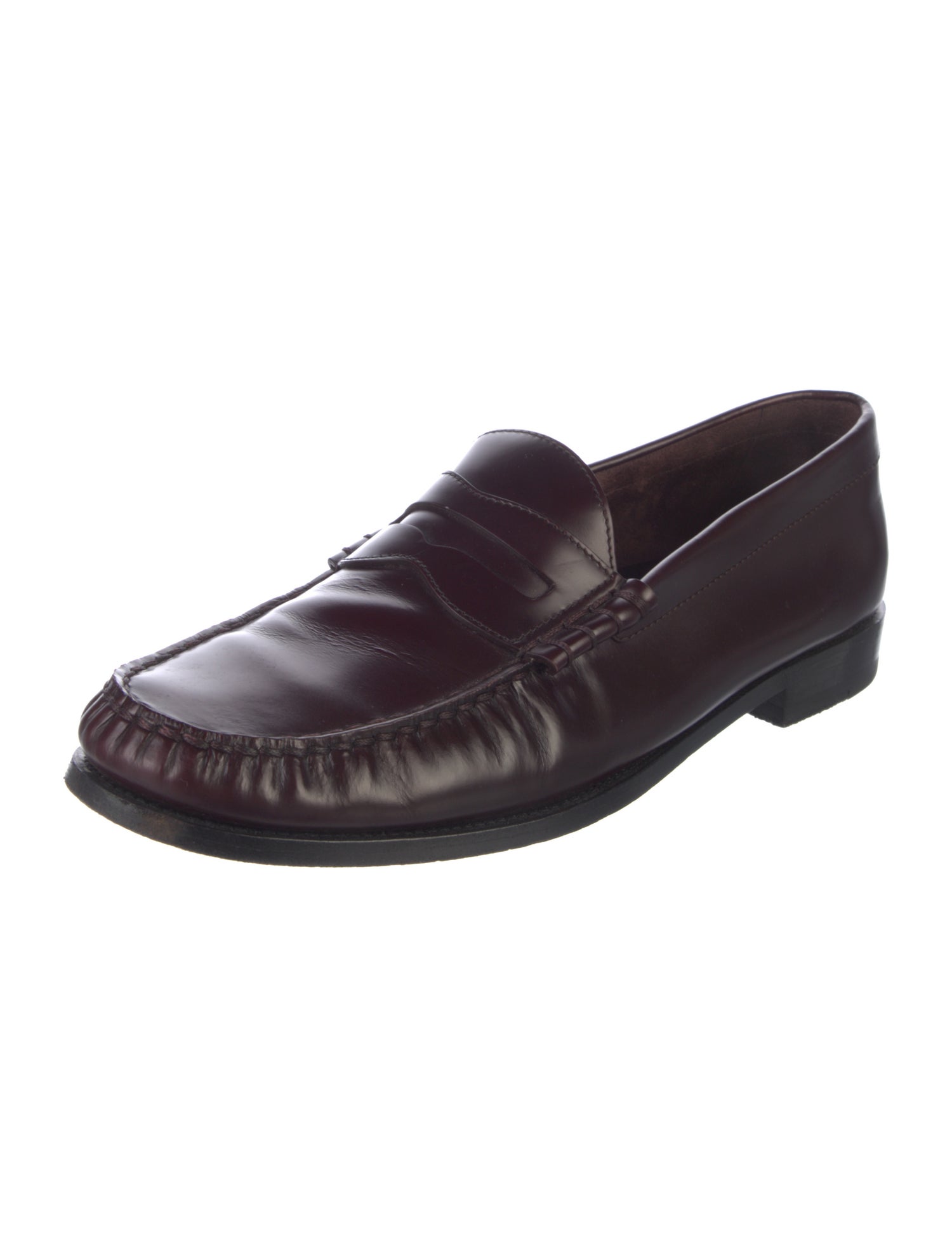 Celine Leather Whipstitch Trim Dress Loafers