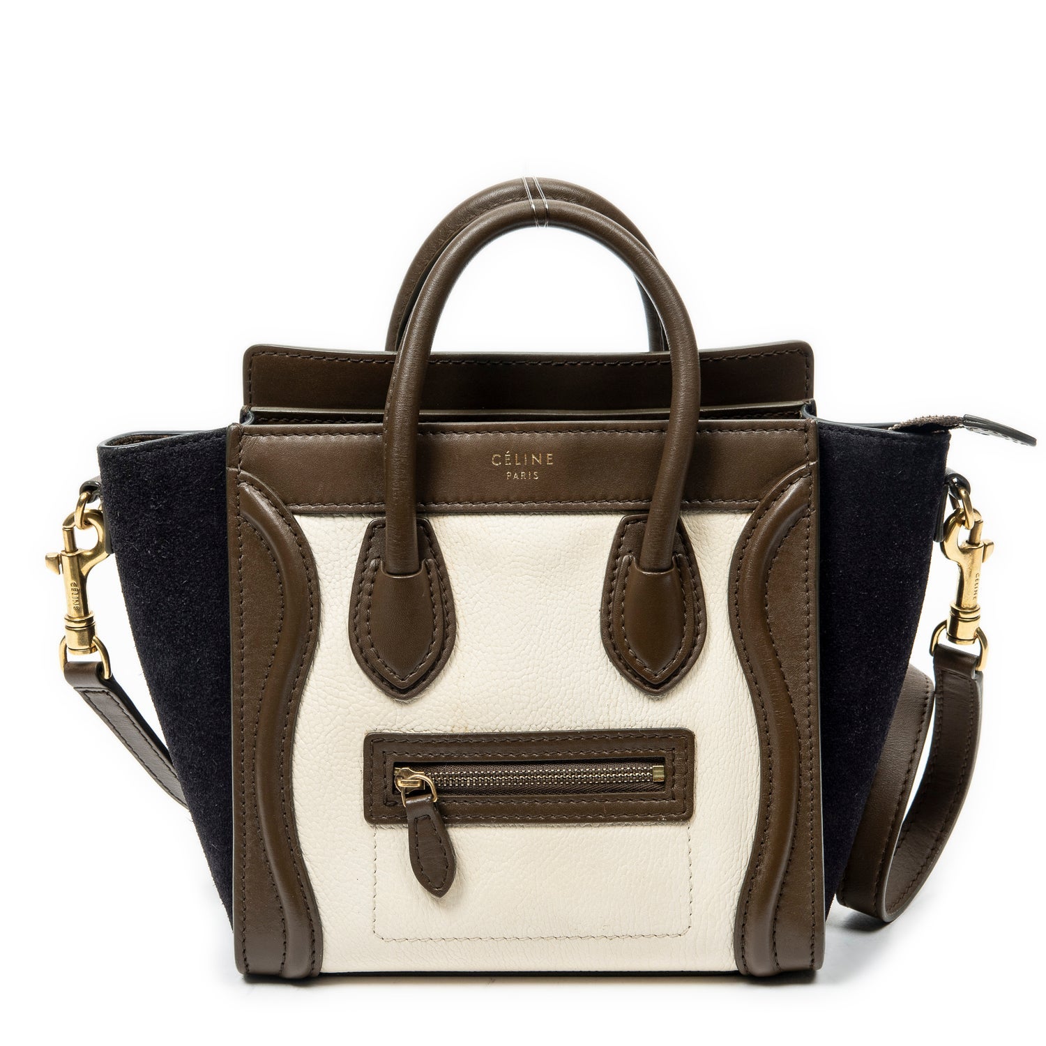 Celine Leather Nano Tricolor Luggage