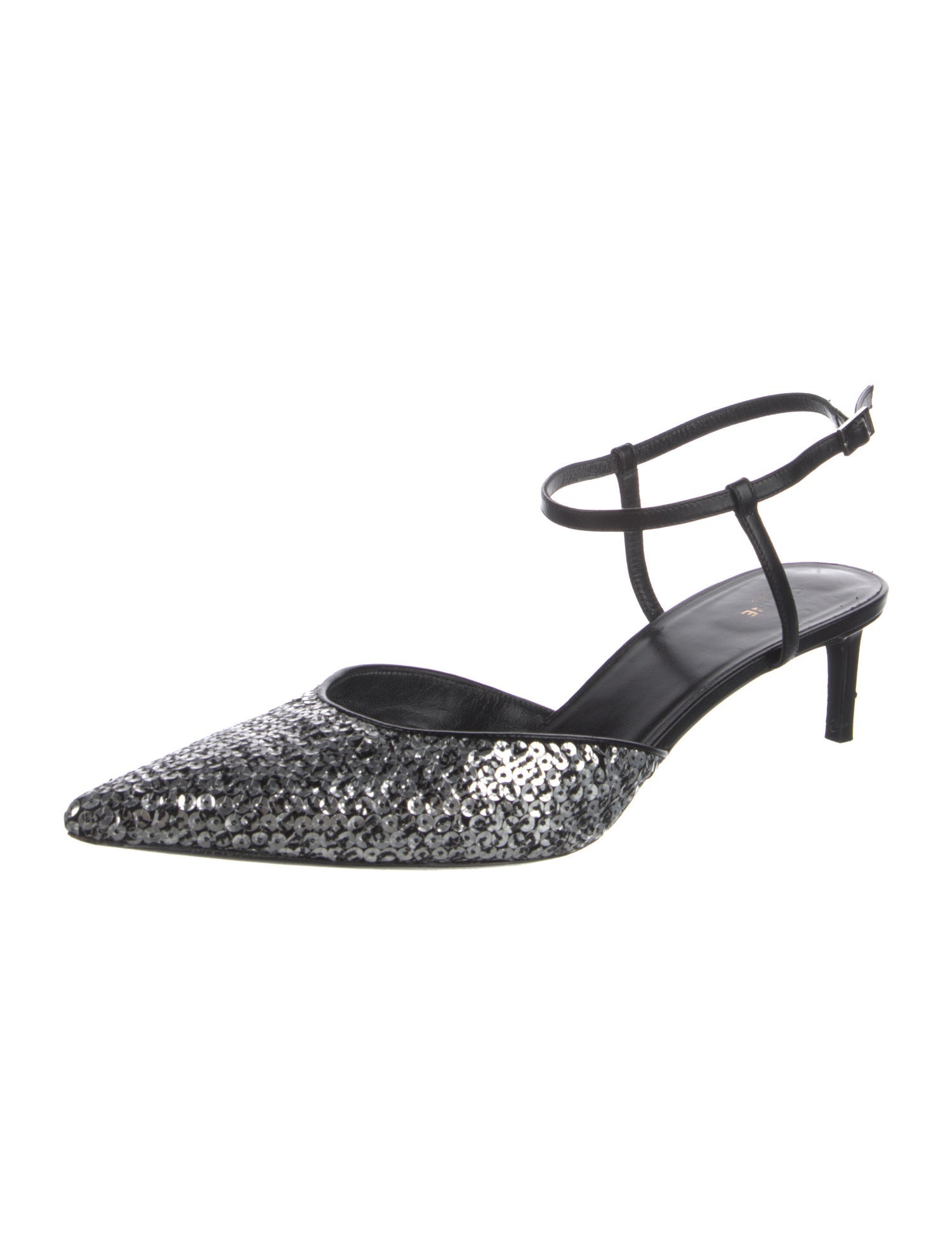 Celine Leather Sequin Embellishments Slingback Pumps