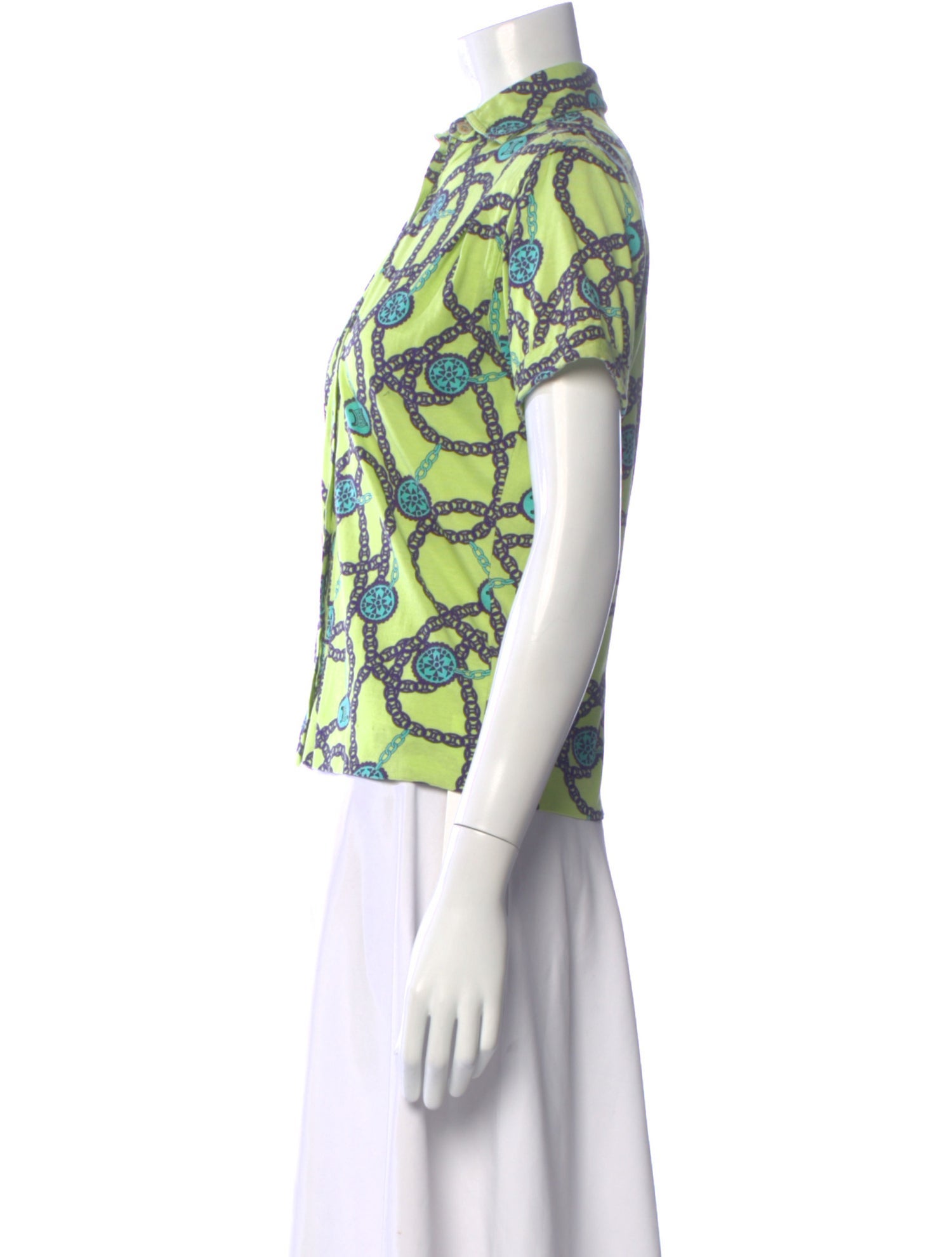Celine Vintage Printed Button-Up Top