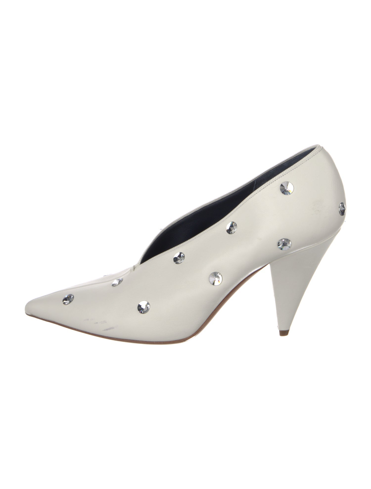 Celine Leather Crystal Embellishments Pumps