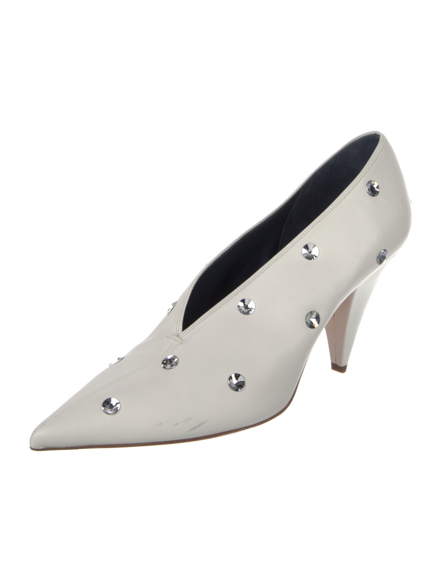 Celine Leather Crystal Embellishments Pumps