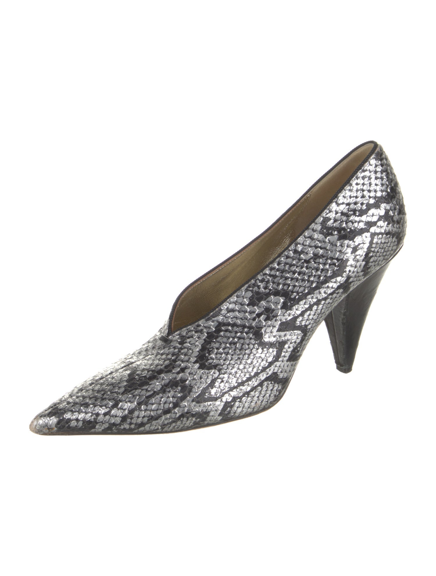 Celine Embossed Leather Animal Print Pumps