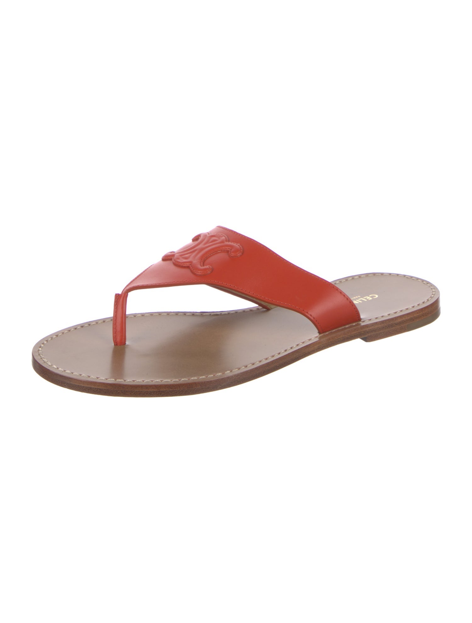 Celine Triomphe Thong Flat Sandal Leather Slides