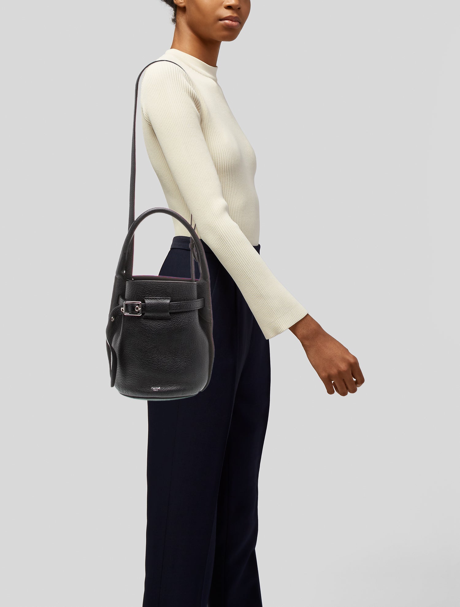 Celine Leather Big Bucket w/Strap Nano