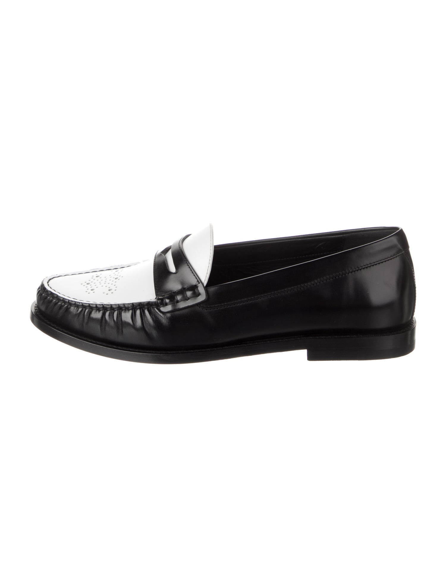 Celine Leather Colorblock Pattern Dress Loafers
