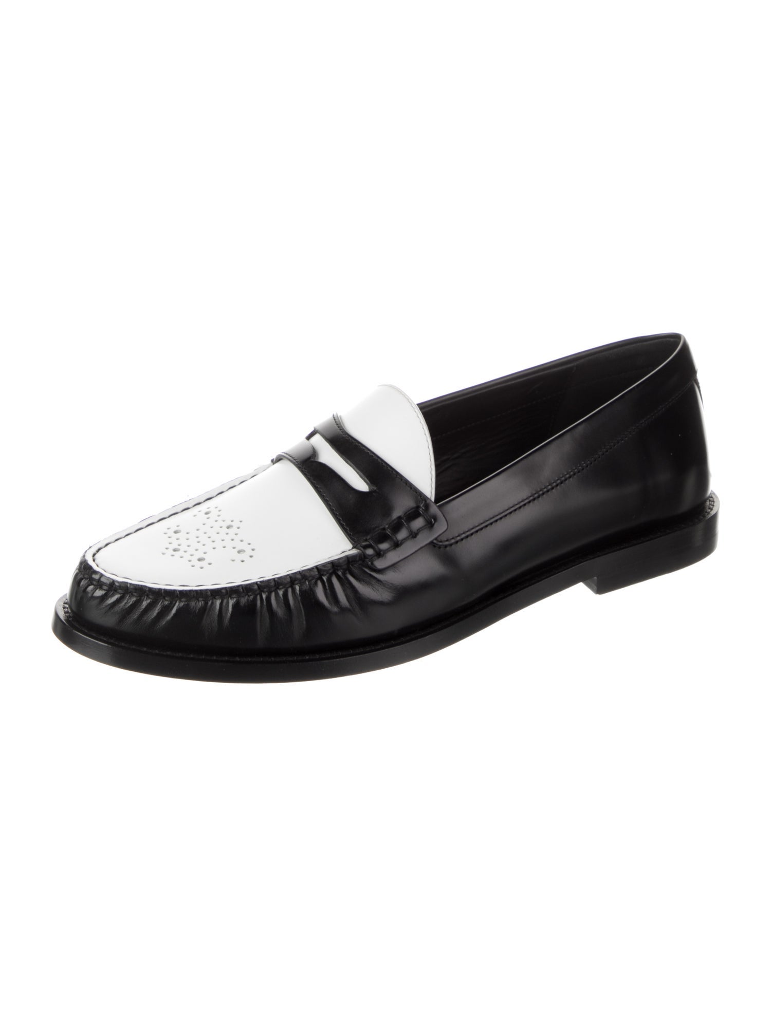 Celine Leather Colorblock Pattern Dress Loafers