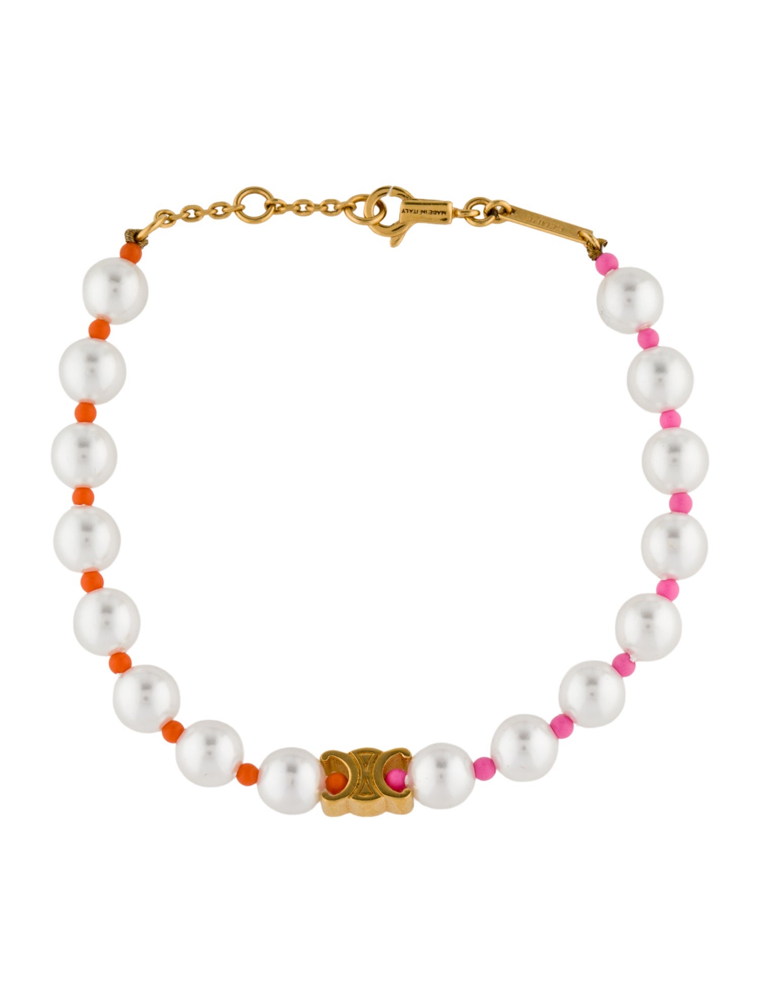 Celine Faux Pearl & Bead Plage Bead Bracelet