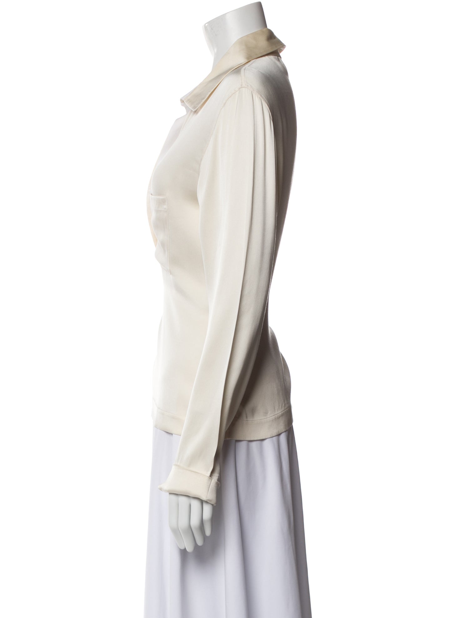 Celine Silk Long Sleeve Button-Up Top