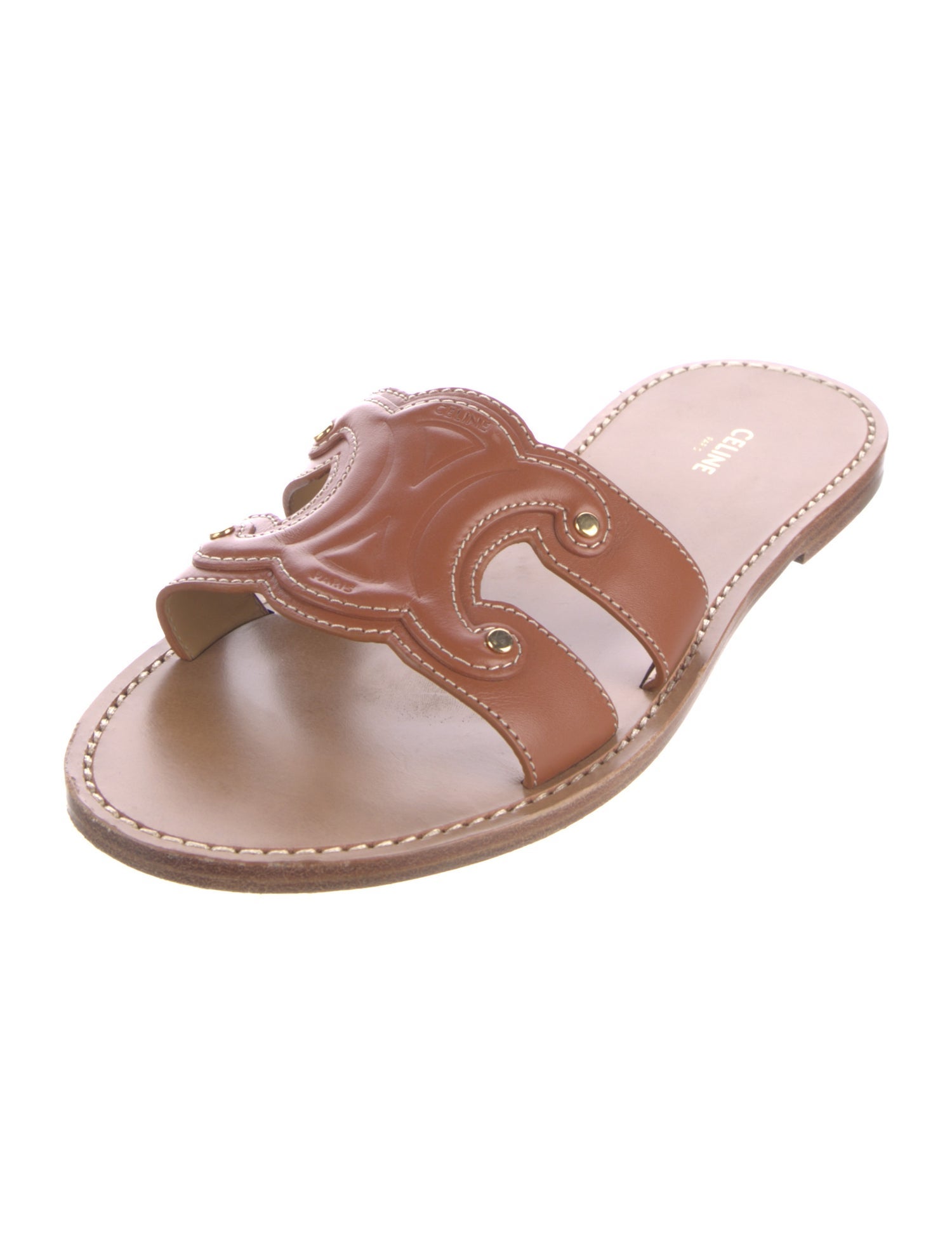 Celine Leather Studded Accents Slides