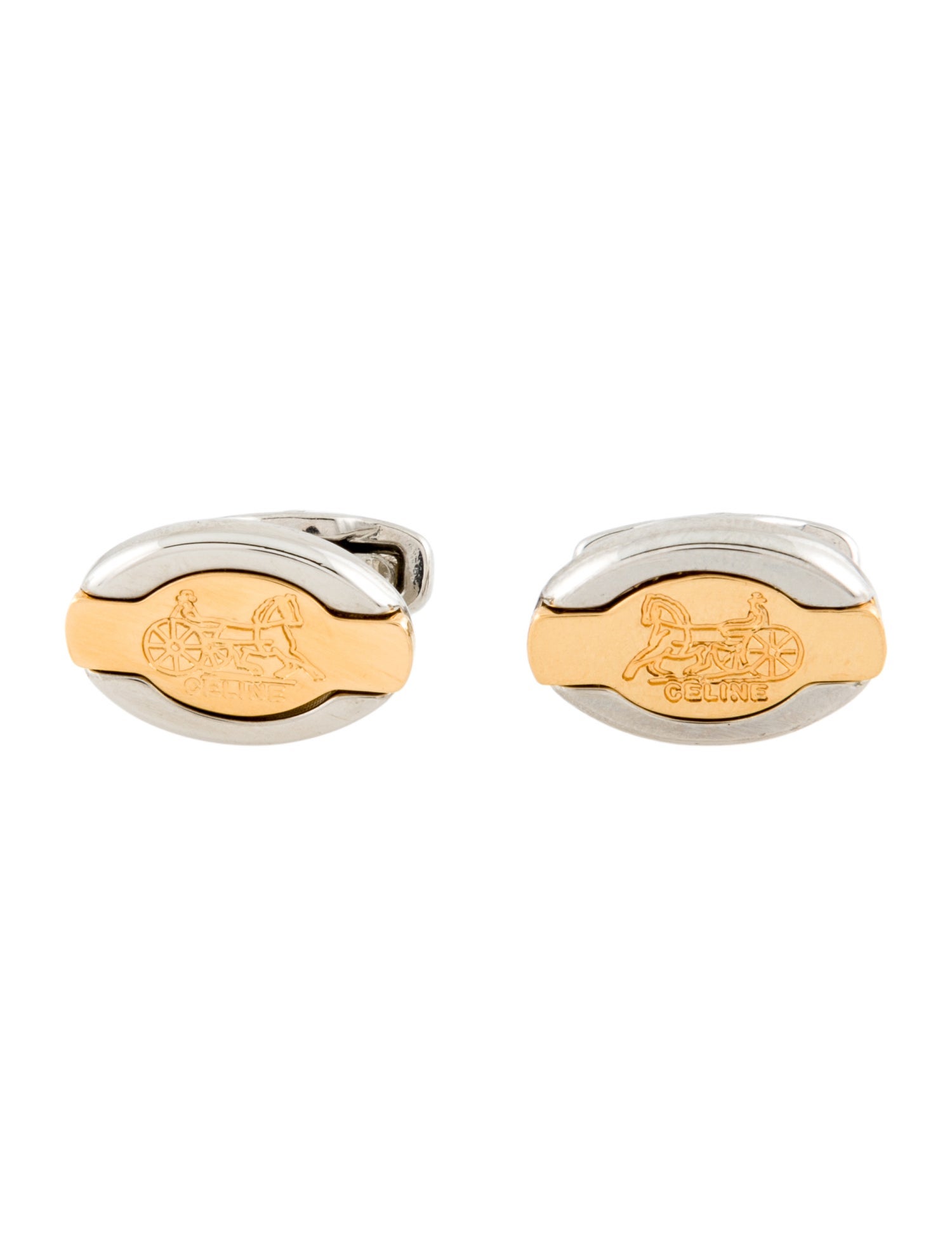 Celine Vintage Two Tone Carriage Cufflinks