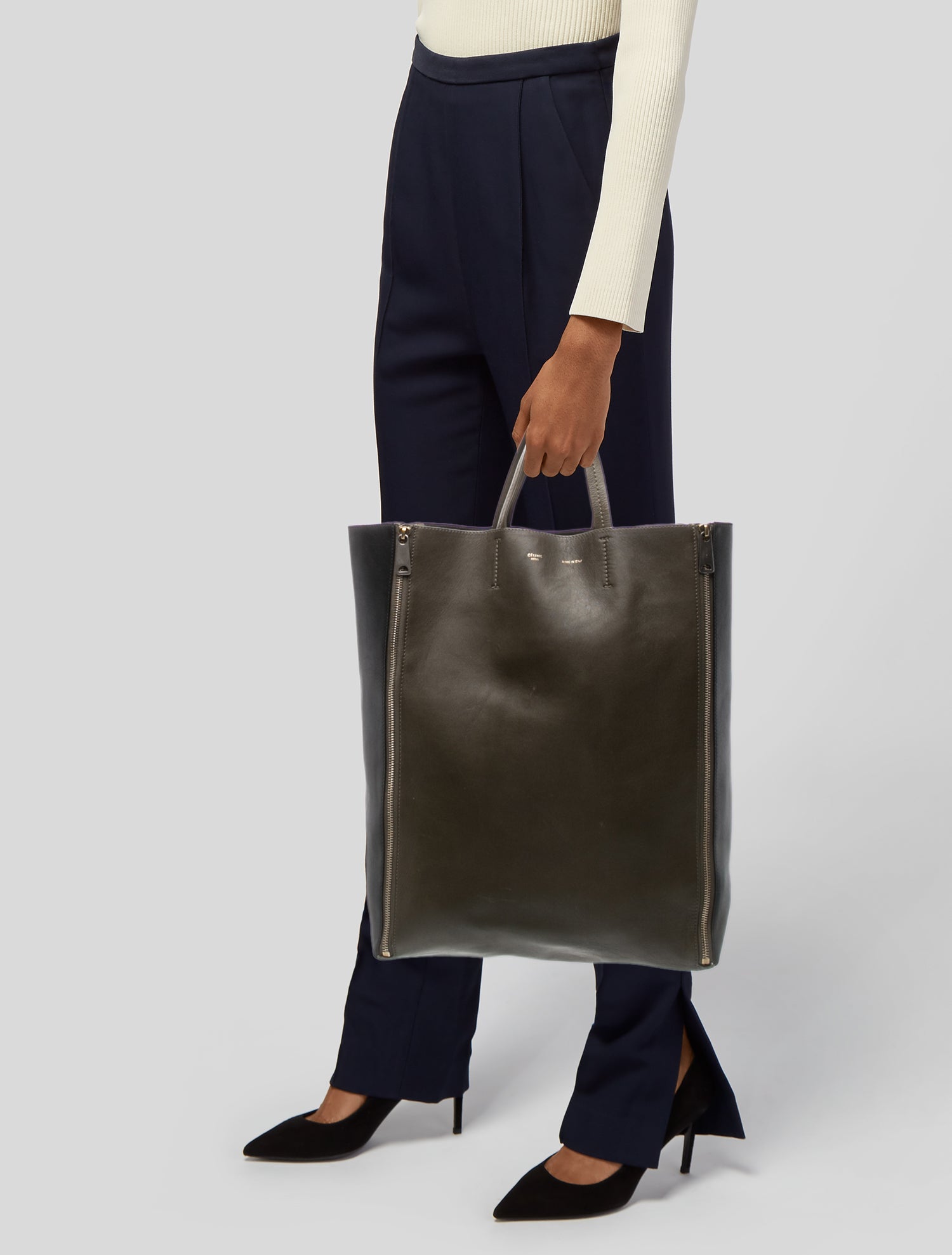 Celine Leather Vertical Gusset Cabas