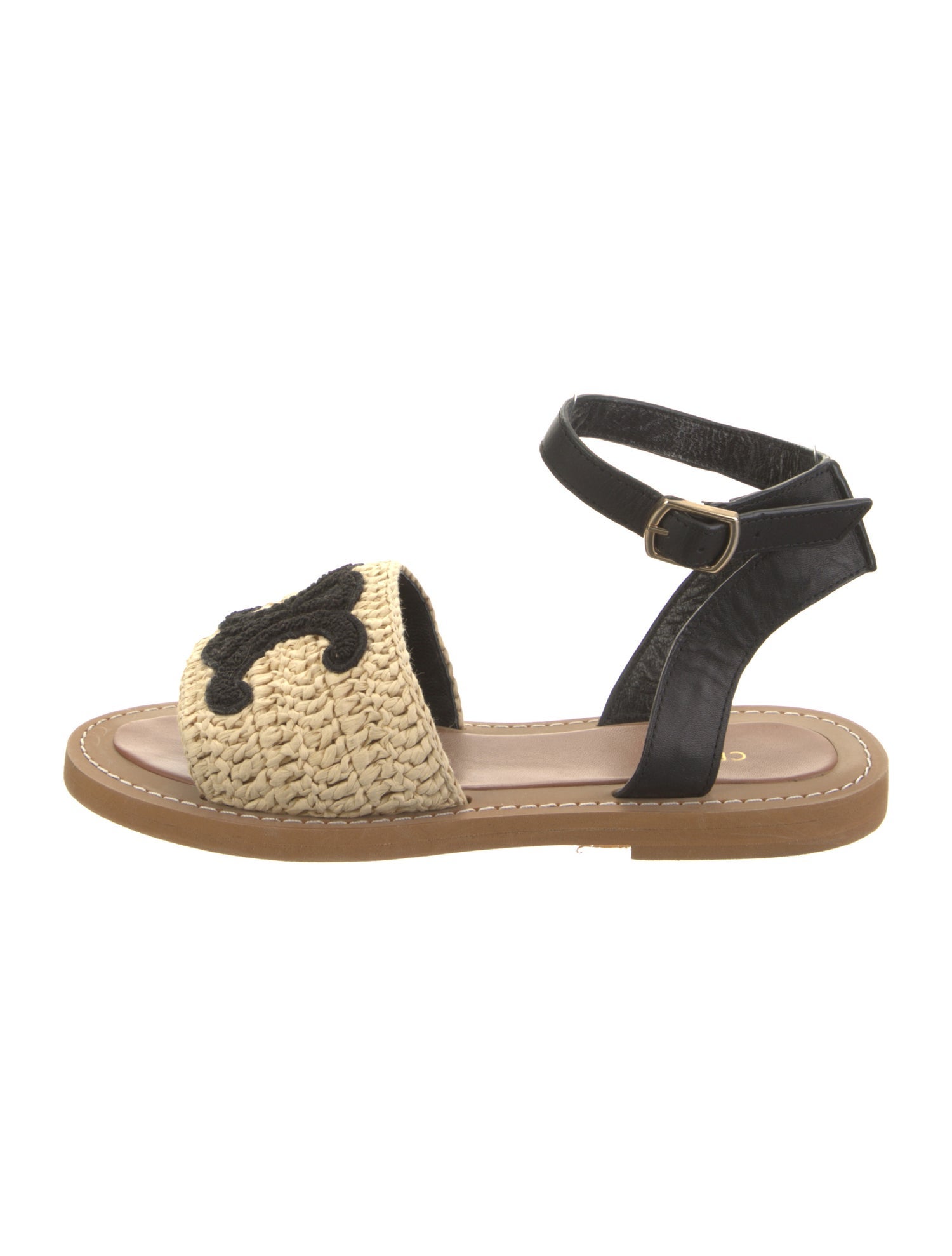 Celine Raffia Patterned Slingback Flats