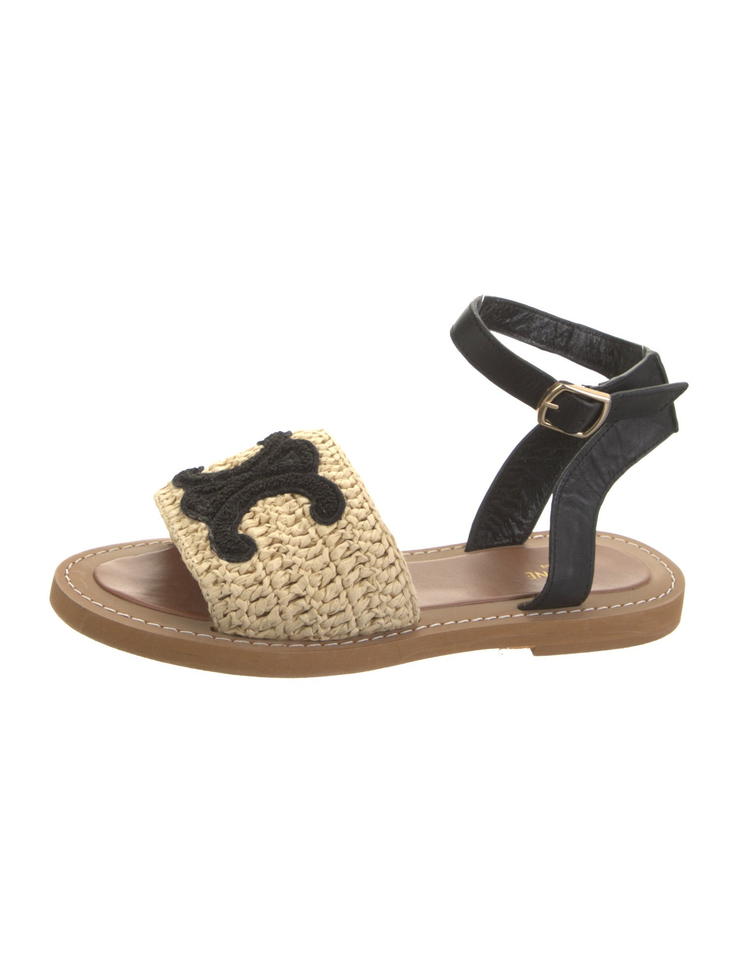 Celine Raffia Patterned Slingback Flats