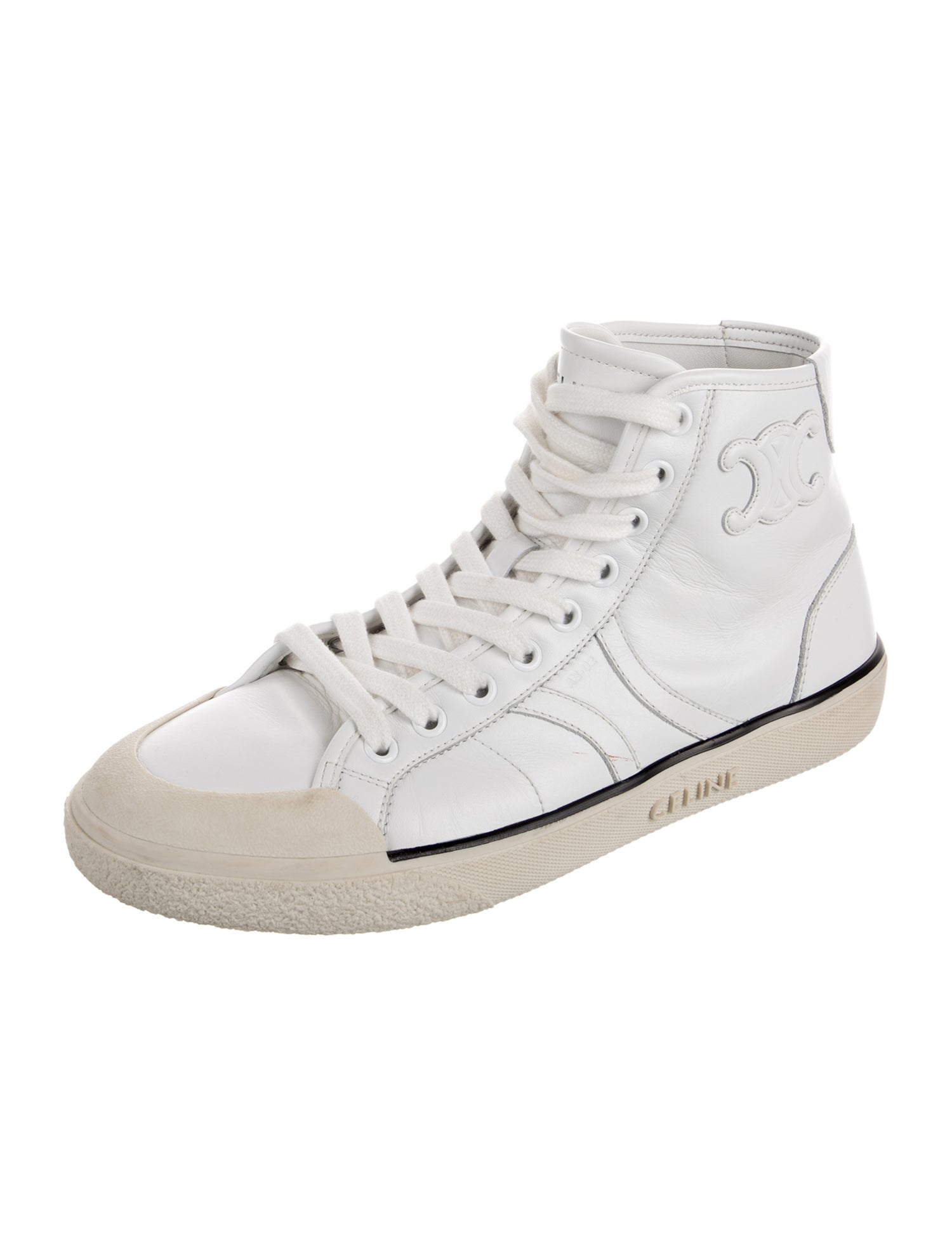 Celine Leather Embroidered Accent Sneakers