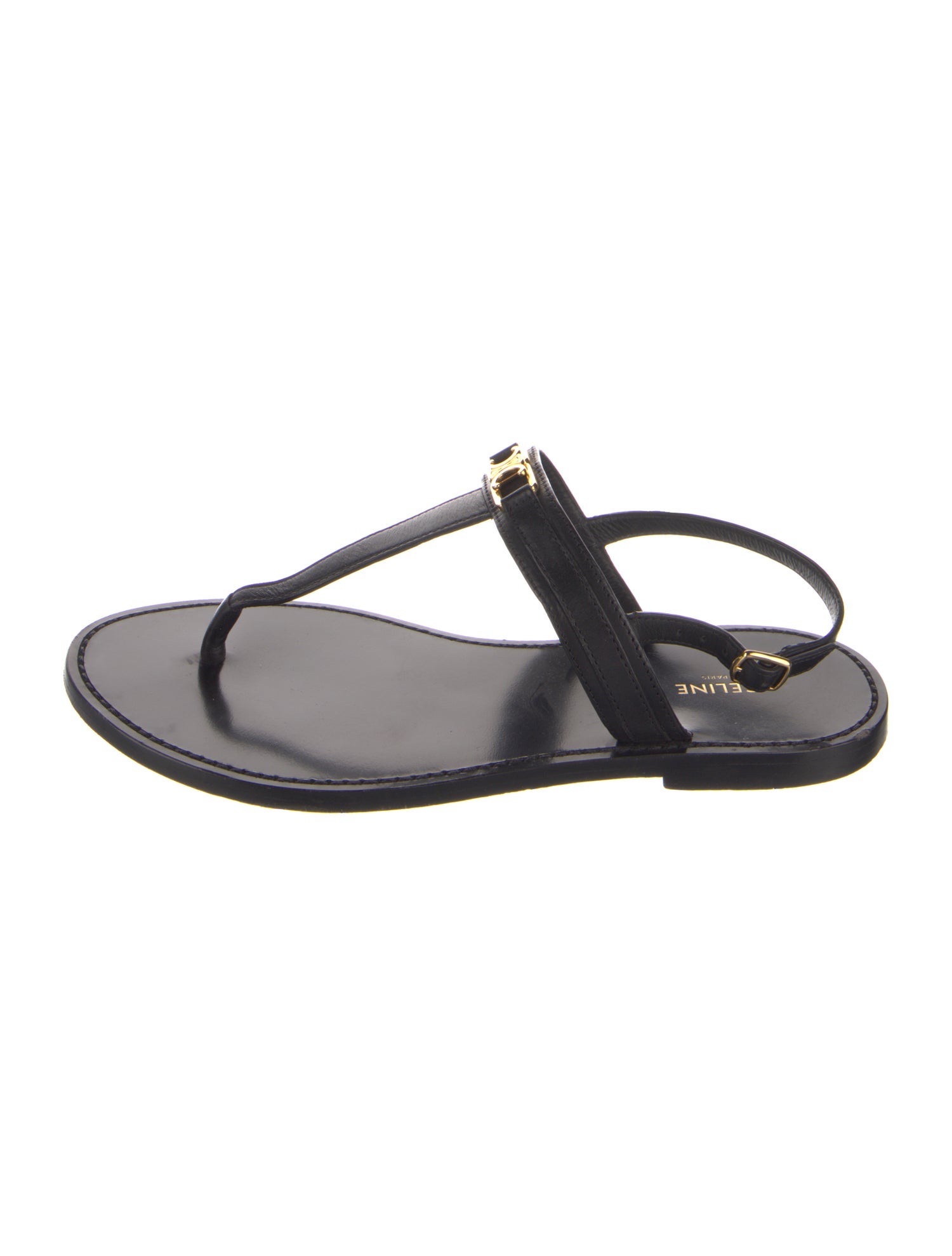 Celine Leather T-Strap Sandals