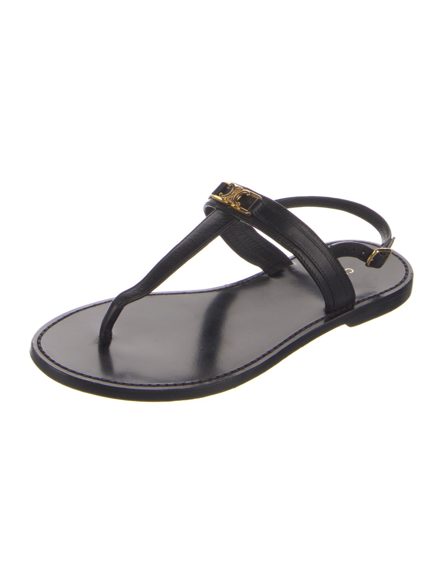 Celine Leather T-Strap Sandals