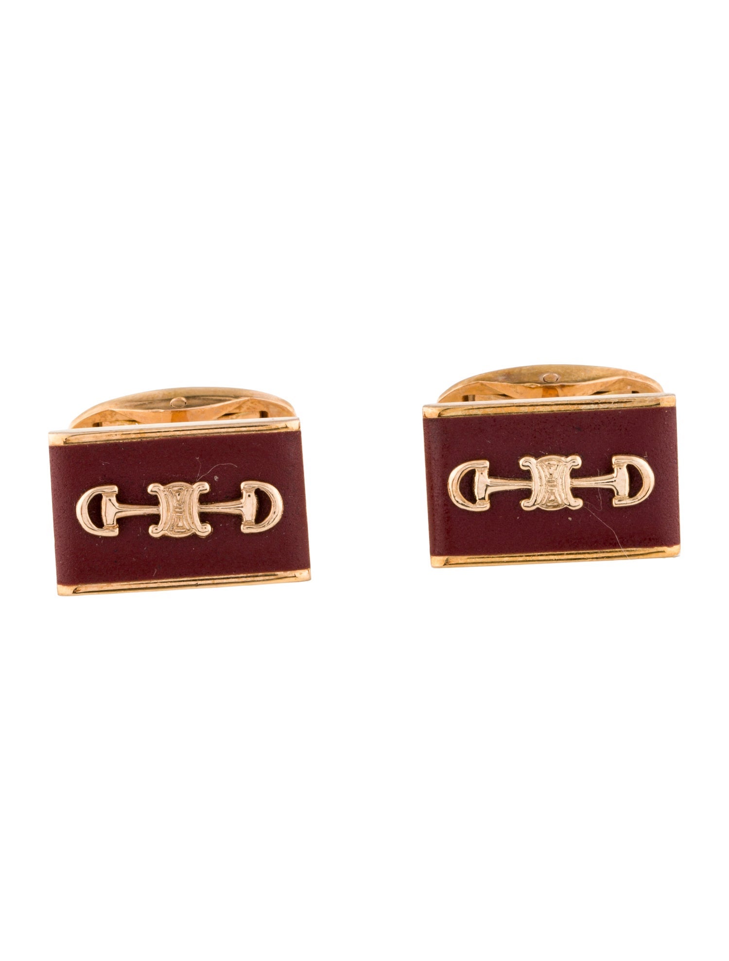 Celine Vintage Leather Triomphe Cufflinks