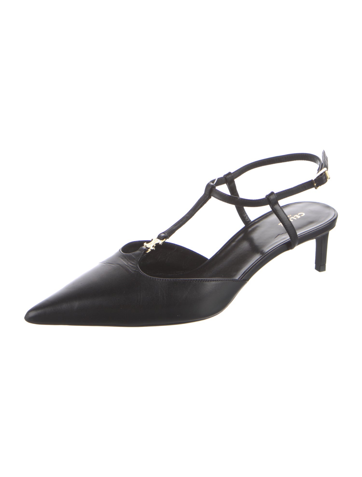 Celine Leather T-Strap Pumps