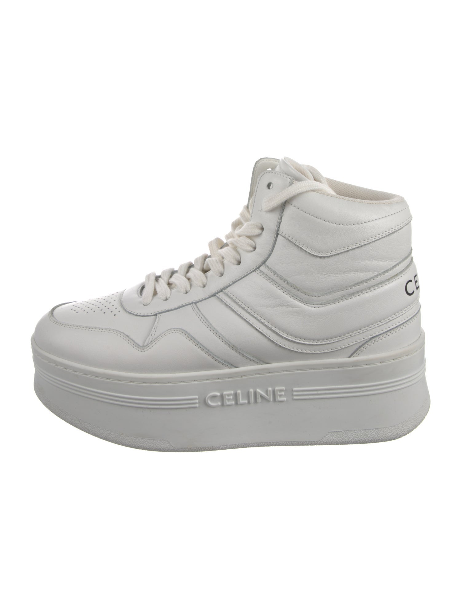 Celine Leather Embroidered Accent Chunky Sneakers