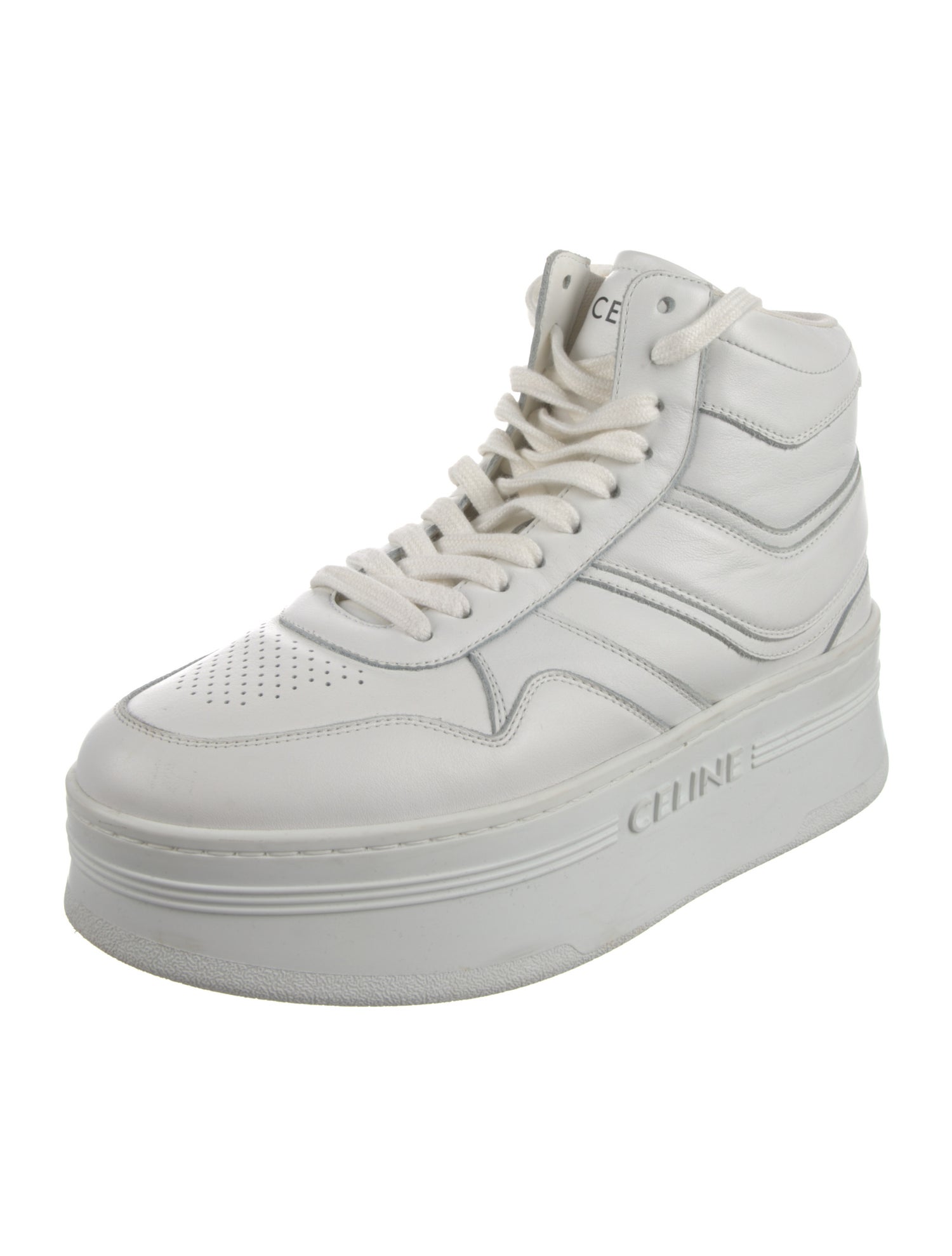 Celine Leather Embroidered Accent Chunky Sneakers