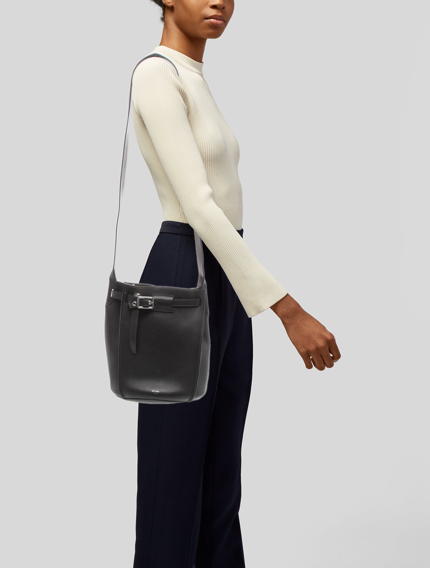 Celine Leather Big Bucket w/Strap