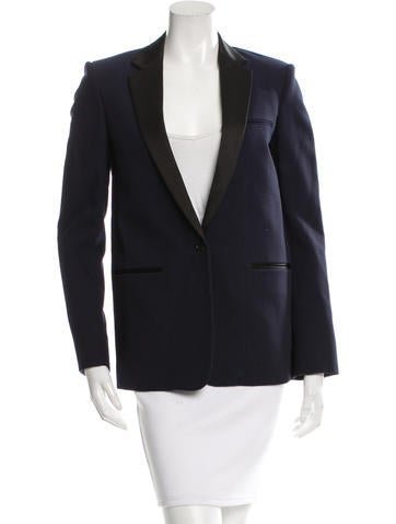Céline Satin Notch-Lapel Blazer