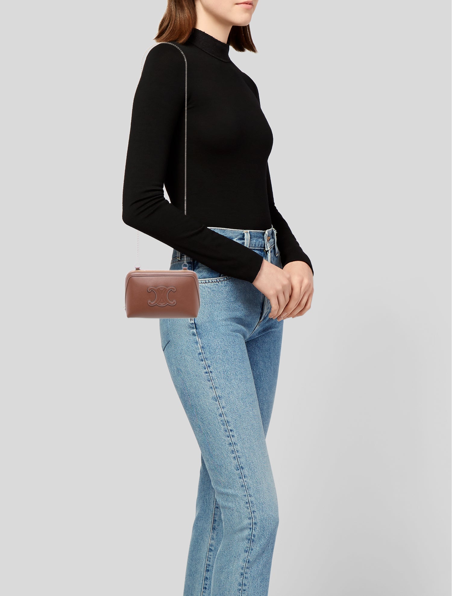 Celine Triomphe Cuir Triomphe Clutch on Chain 2024