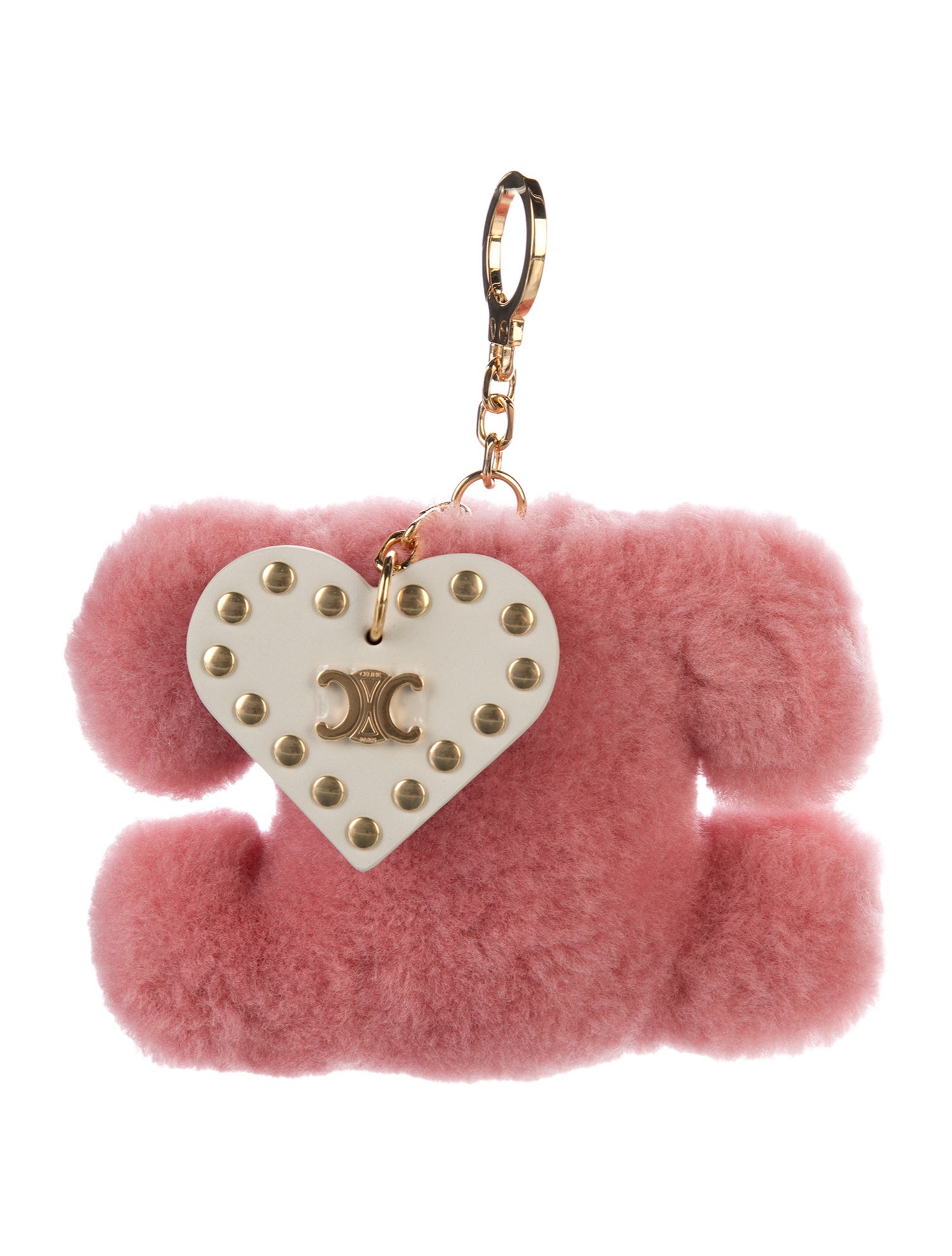 Celine Shearling Triomphe Pom-Pom Keyring