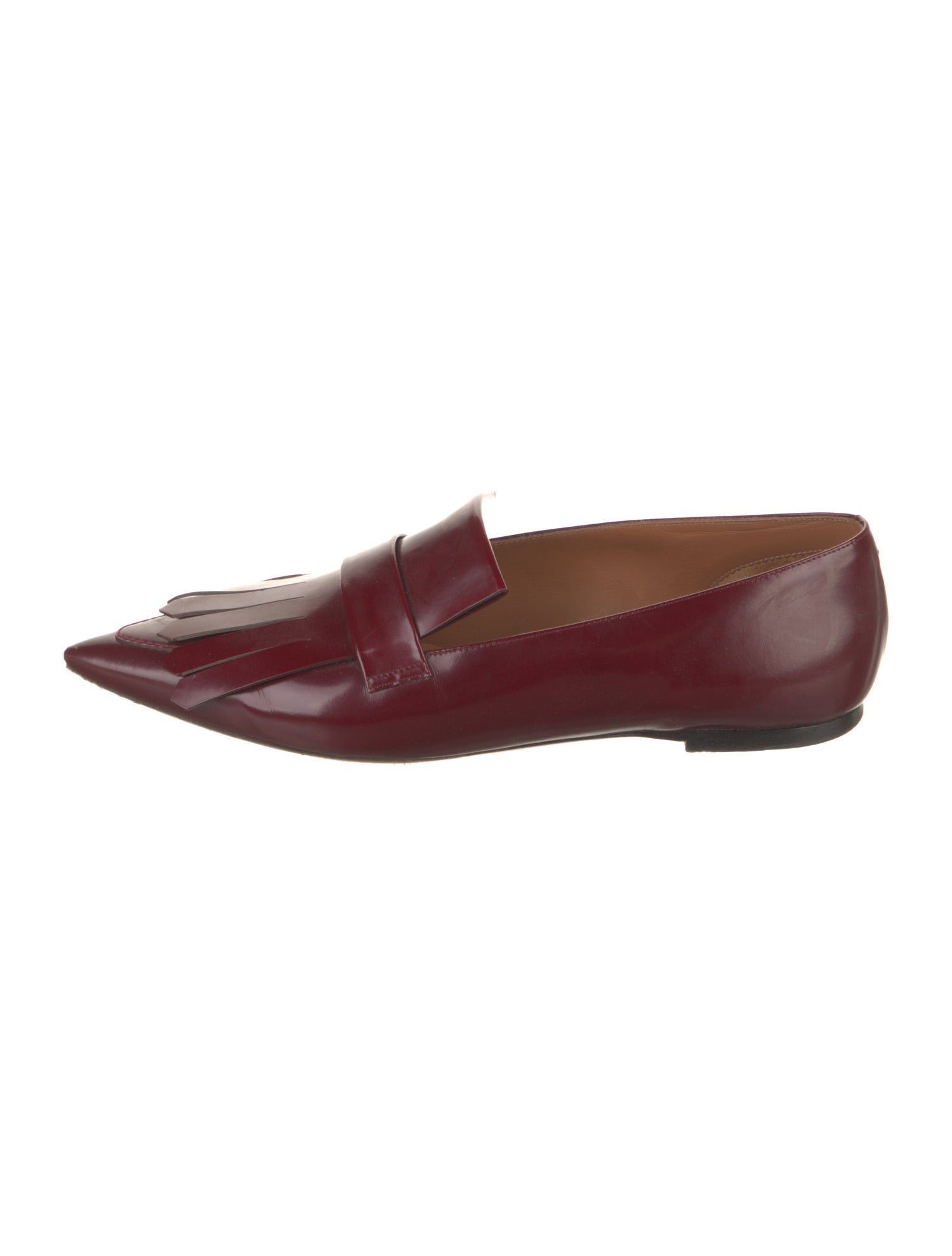 Celine Leather Fringe Trim Accent Loafers
