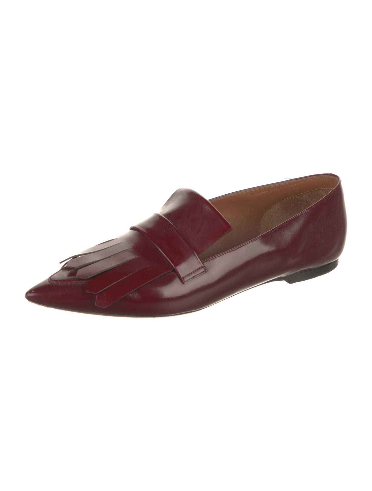 Celine Leather Fringe Trim Accent Loafers