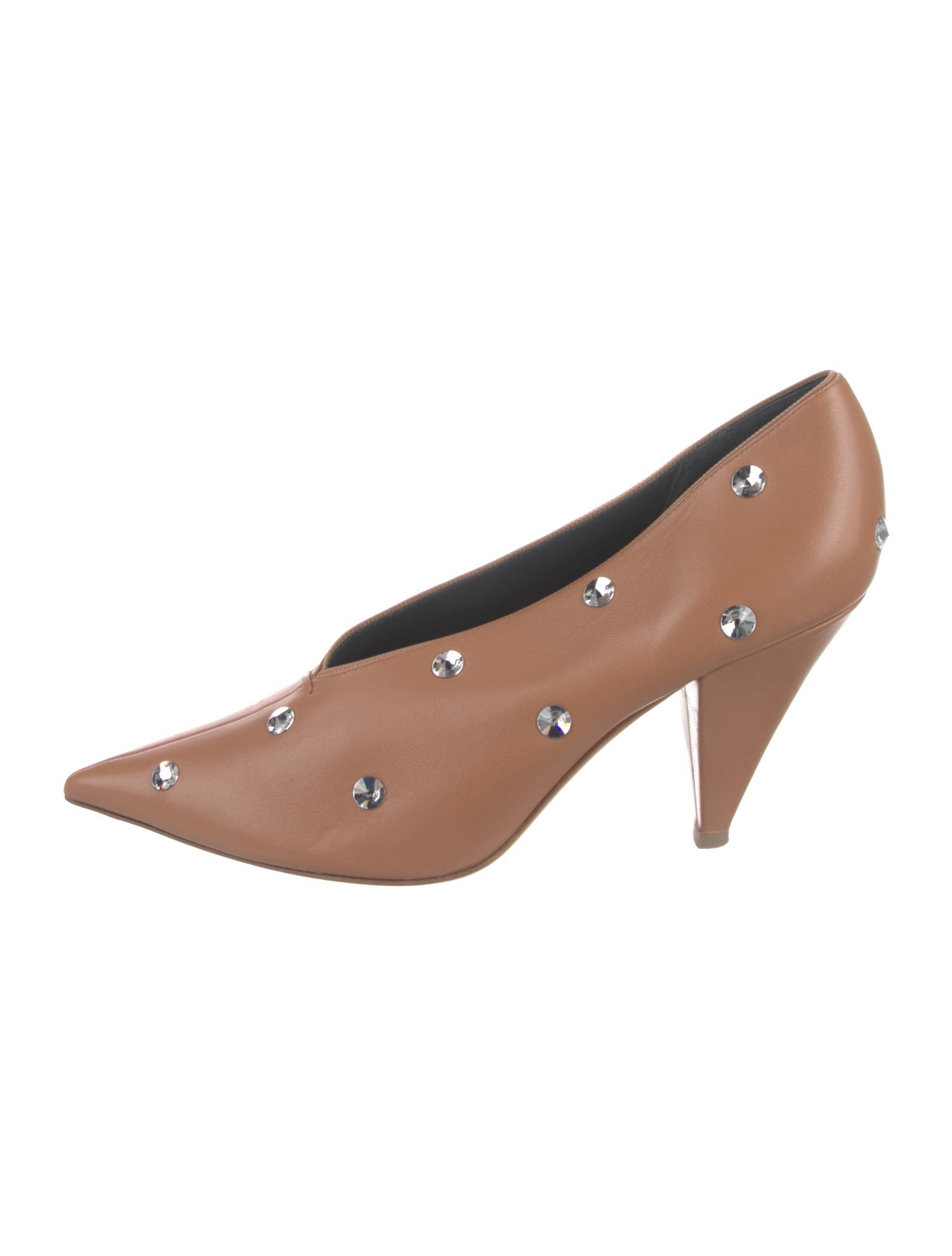 Celine Leather Crystal Embellishments Pumps