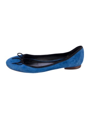 Pre-owned Celine Suede Bow Accents Flats In Blue