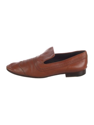 Pre-owned Celine Leather Lasercut Accents Loafers In Brown